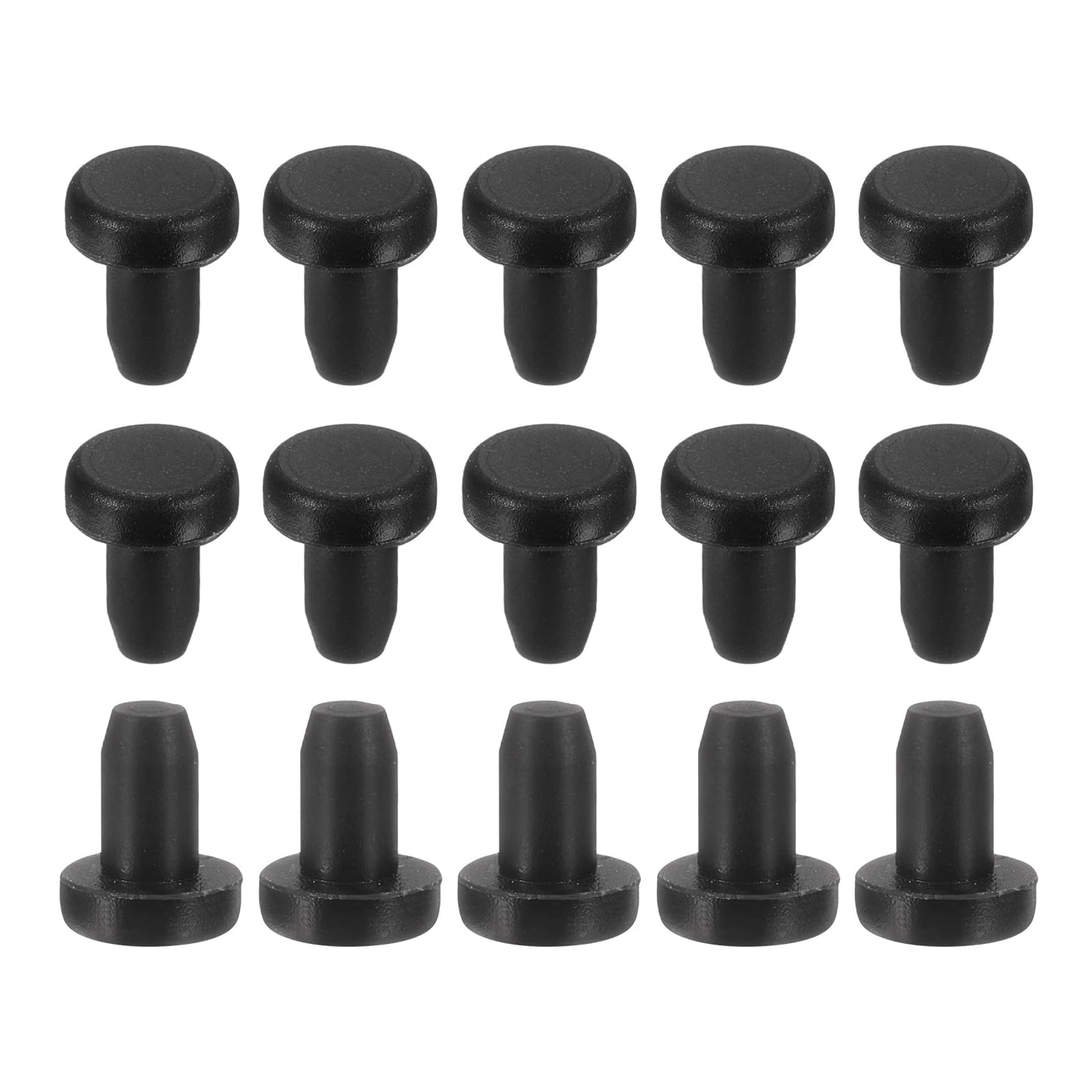 uxcell 15Pcs Silicone Hole Plug, Waterproof Solid T-Shaped Rubber Stoppers Bottle Seal Tube Pipe Plugs End Cap for 5.8mm/0.23" Hole for Bathtub Bottle, 0.31" Plug Height, Black BST326L