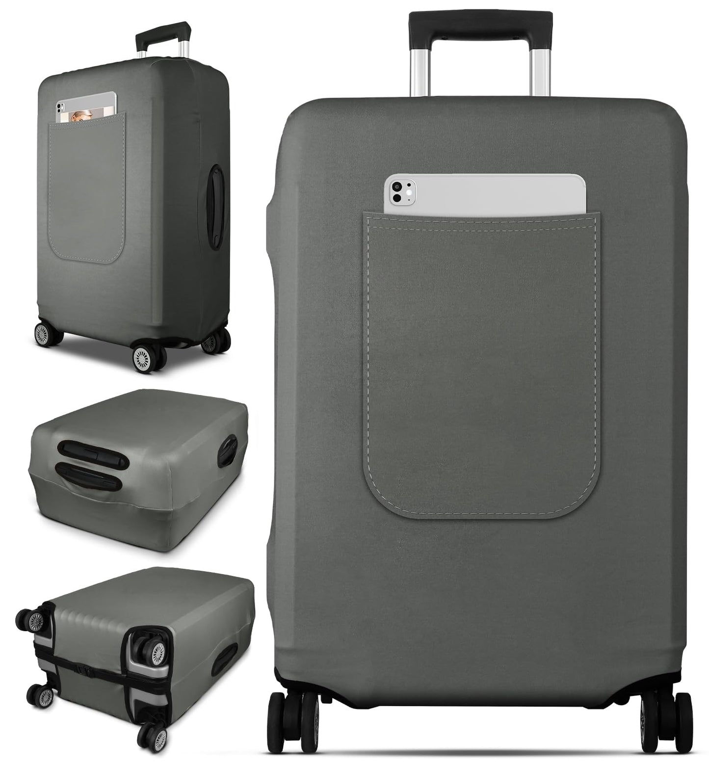 Slohif Luggage Cover for Suitcase Tsa Approved Protector - Black Luggage Sleeve Large Suit Case Cover Travel Stretch Baggage Case Protective Washable Fit 24-27 Inch BST220