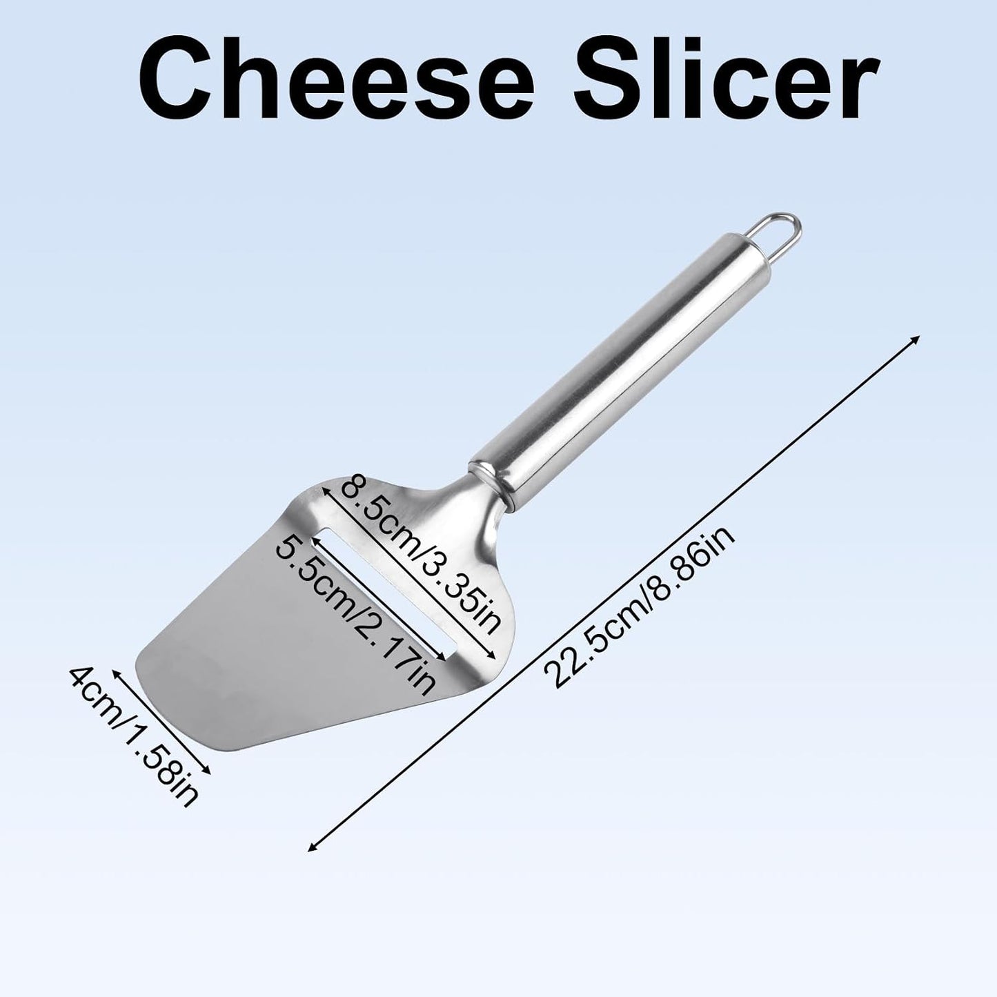 Stainless Steel Cheese Slicer for Block Cheese, Handheld Butter Cutter Shaver Multi-Functional Kitchen Tool for Hard and Semi-Hard Non-Stick Cheeses Grater, Vegetables, Cactus Peeler BST326L