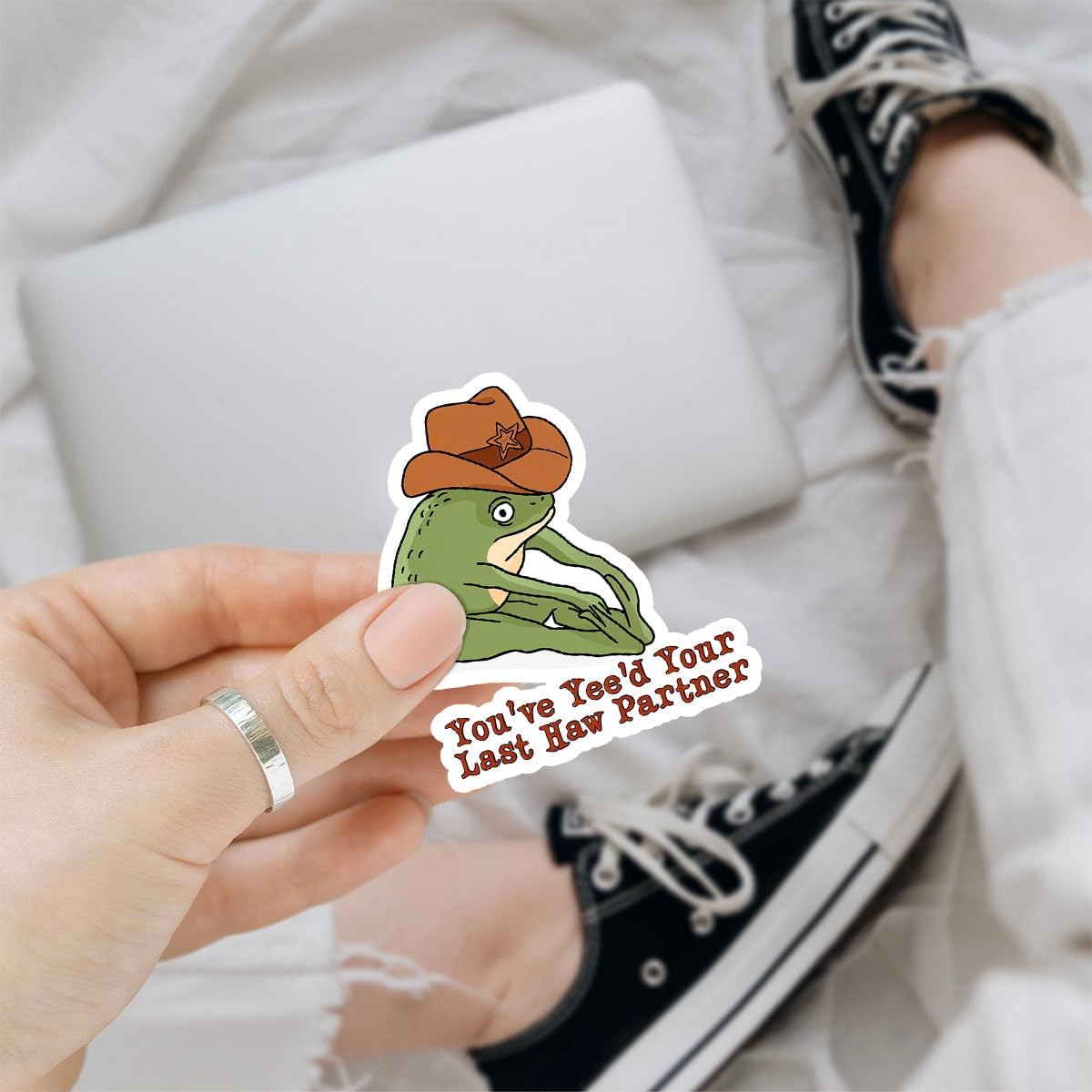 3Pcs You've Yee'd Your Last Haw Partner Sticker Funny Cowboy Frog Meme Wild West Decals You Just Yee'd Your Last Haw Stickers Yee Yee Sticker Decal for Laptop Bottle Phone Car Hard Hat 3"x3" WN420