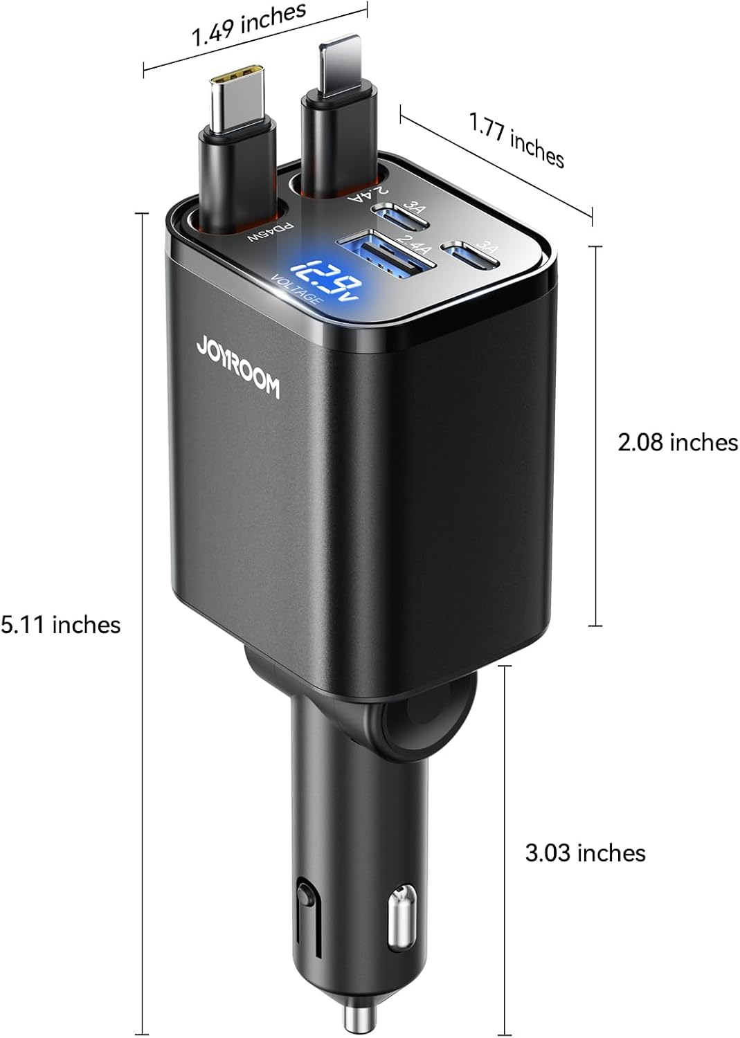 [5 in 1] 99W Retractable Car Charger Adapter, PD45W Car Charger USB C Fast Charging, Car Accessories,Tech Gadgets 2026 Birthday Gifts for Women Men for iPhone17 16 15 14 Pro Max, Samsung WN420