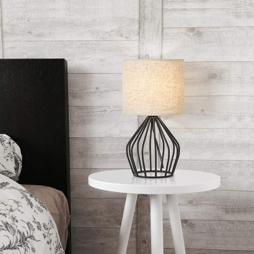 Black Modern Table Lamp - Minimalist Small Bedside Lamp N26