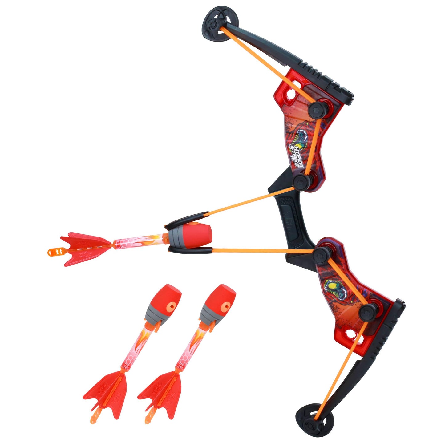 Zing HyperStrike FireTek Bow Archer Pack, Light Up Bow and Light Up Zonic Whistle Arrows, Shoots Arrows Over 200ft, Outdoor Play with Friends and Family, for Ages 14+ (Blue) DD1210
