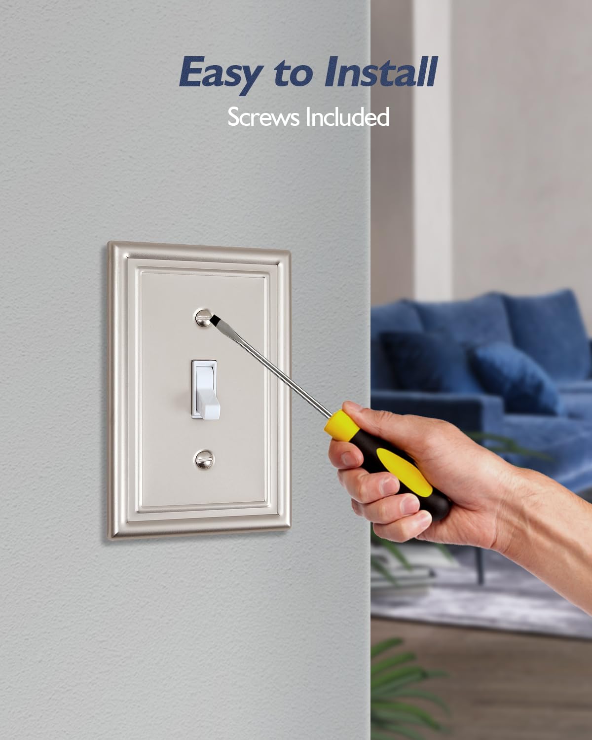 Decorative Metal Wall Plates, Switch Plates Outlet Covers (Off White/1 Decorator 4 Pack) WN420
