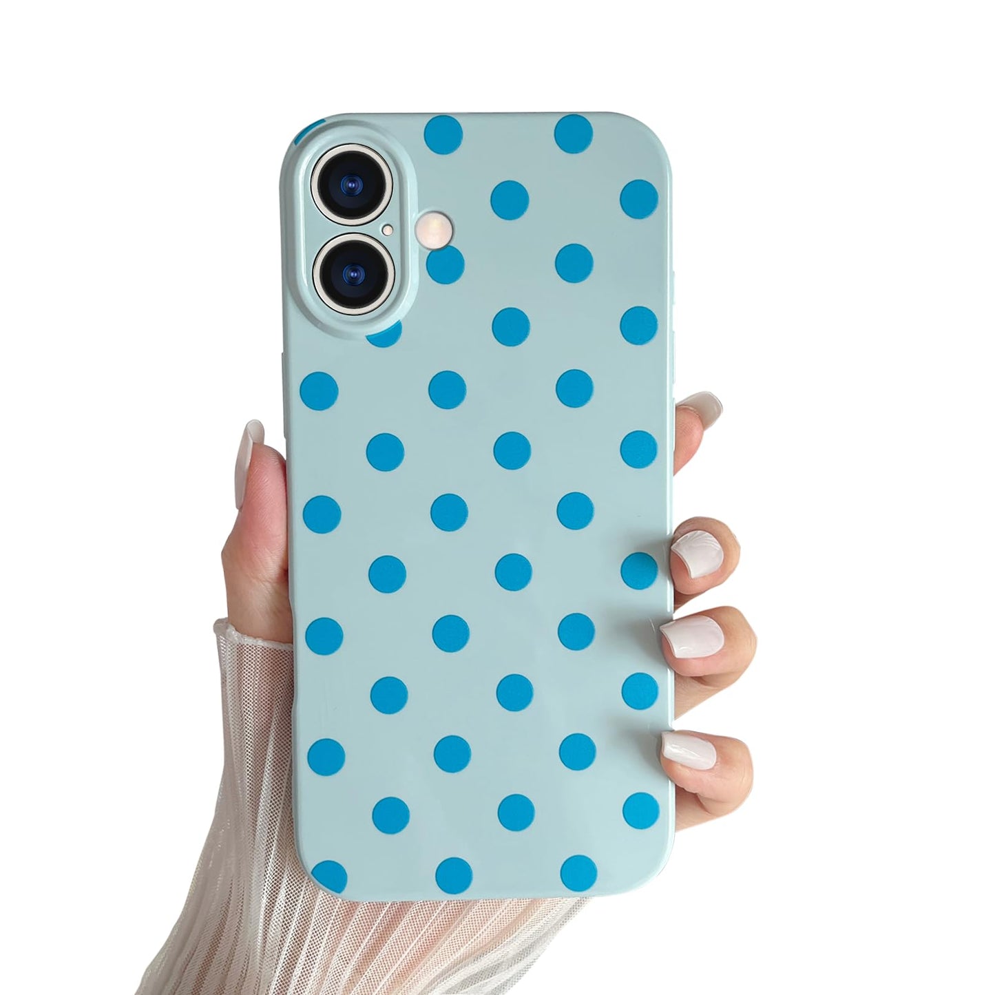 Skyseaco Compatible with iPhone 15 Case Cute Polka Dot Phone Case Soft Slim TPU Shockproof Phone Cover Full Camera Protection for Women Girls - Black WN420