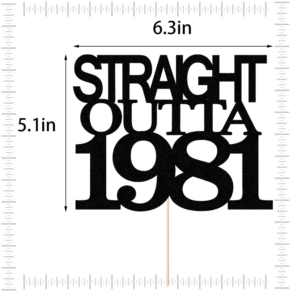 Black Glitter Straight Outta 1961 Cake Topper,Hello 65,Funny 65th | Birthday Cake Topper,65 Fabulous,Cheer to 65 Years,Men and Women 65th Birthday/Wedding/Anniversary Party Decorations BST202