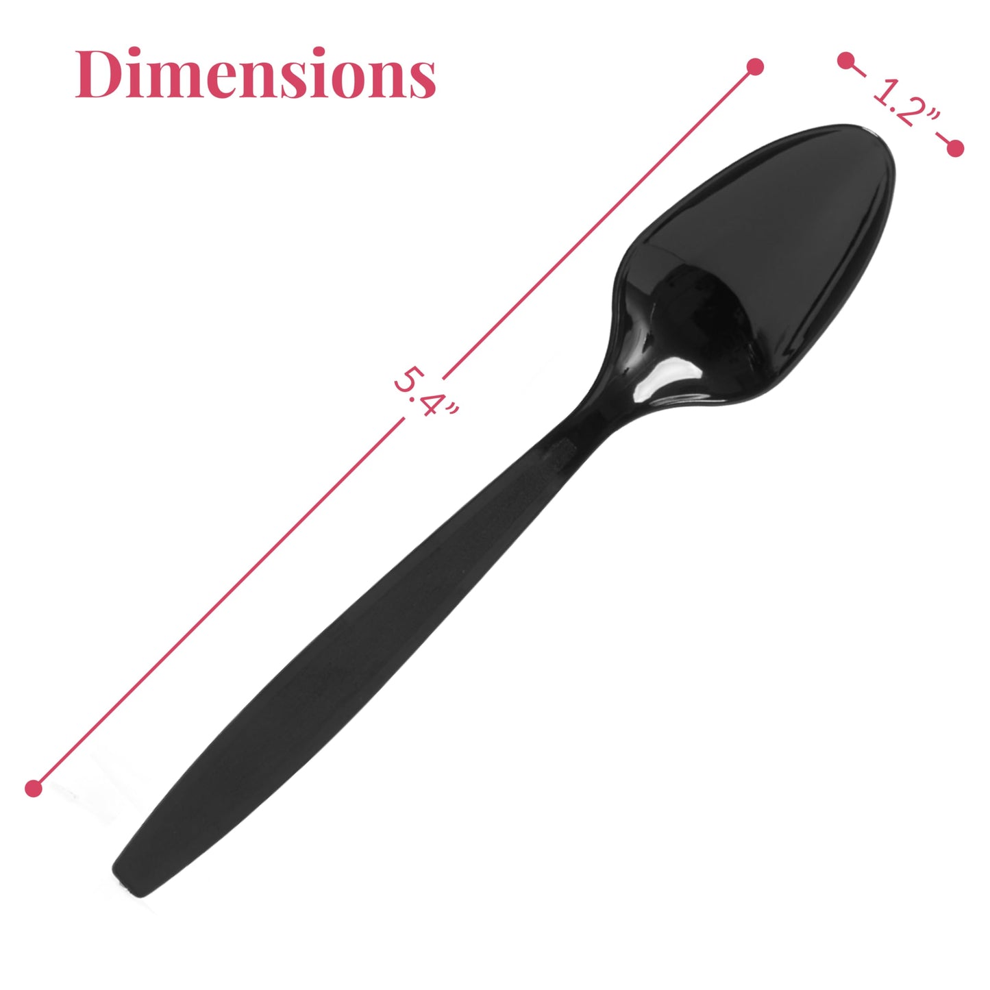 Prestee 300 Black Plastic Spoons Bulk - Durable Disposable Plastic Silverware Spoons - Heat-Resistant Spoon Cutlery - Heavy Duty Flatware Pack - Disposable Silverware Utensil Set for Hot and Cold Food BST220