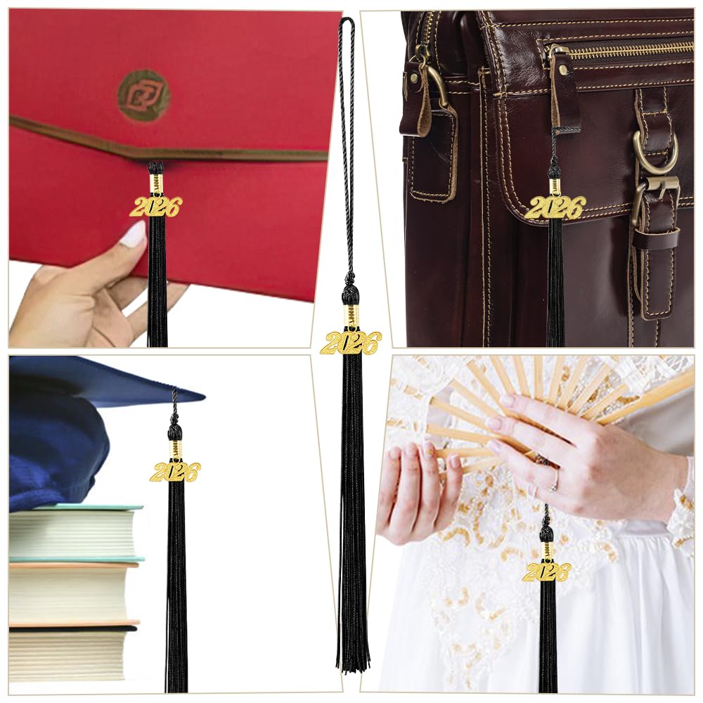 2026 Black Tassel Graduation with Charm,Graduation Cap Accessories,2026 Tassels for Caps Kindergarten Elementary School Middle School University Gifts for Students,Congrats Grad Ceremony Essentials BST220