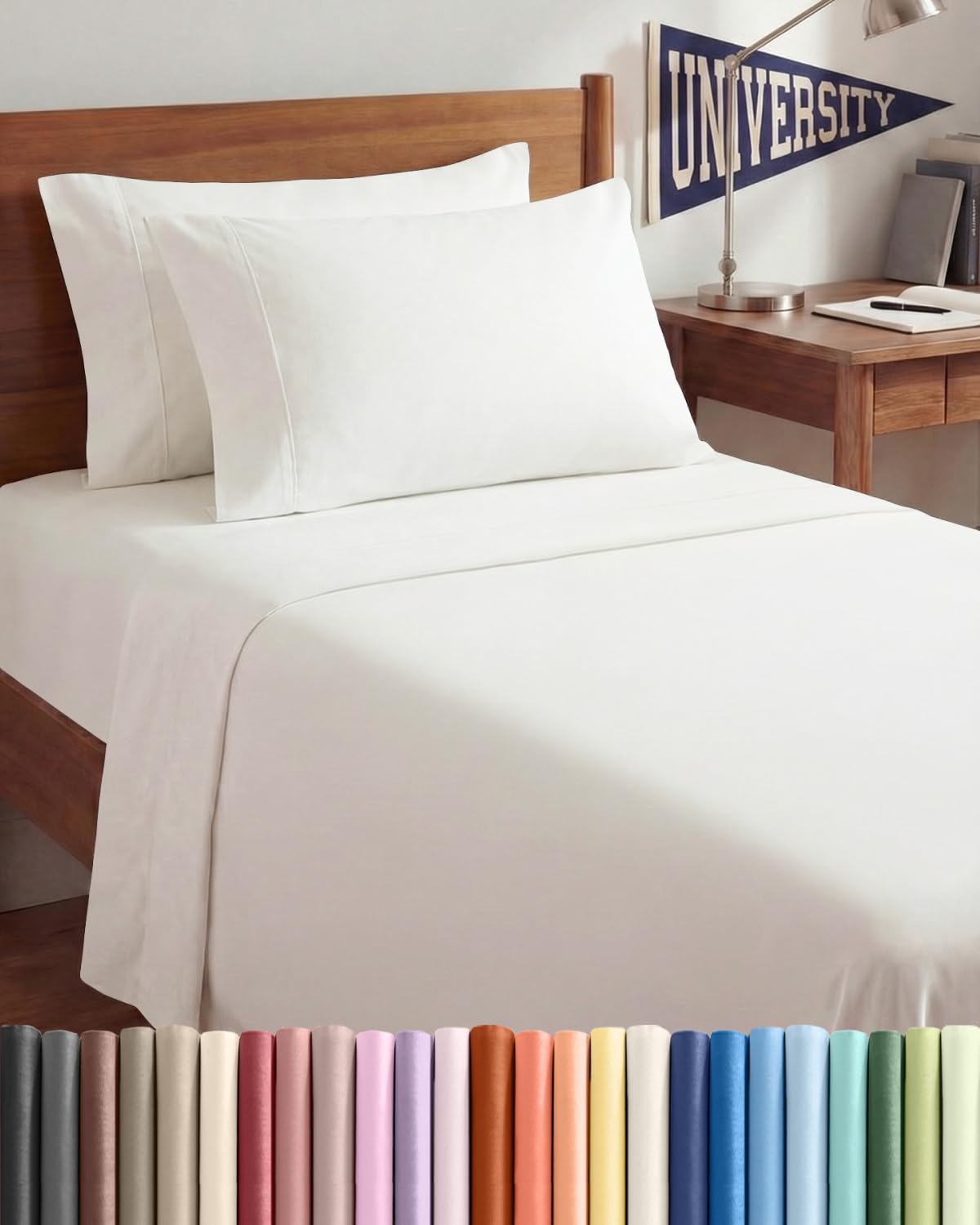 Split King 7 Piece Sheet Set - Comfy Breathable & Cooling - Soft Hotel Luxury Bedding Set with 8-16 Inch Deep Pockets - 1 Flat & 2 Fitted Sheet & 4 Pillowcases - Wrinkle Free & Easy Care - Steel Blue DD1210