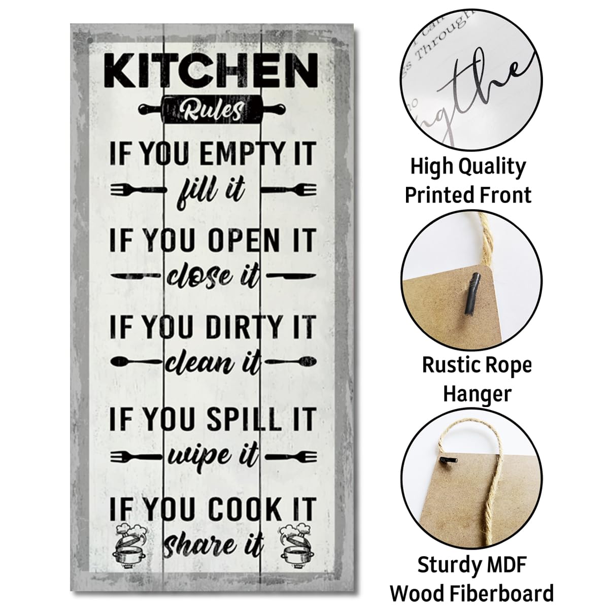 Rustic & Funny Bathroom Signs - Western & Farmhouse Bathroom Rules Wall Decor E1 BST202