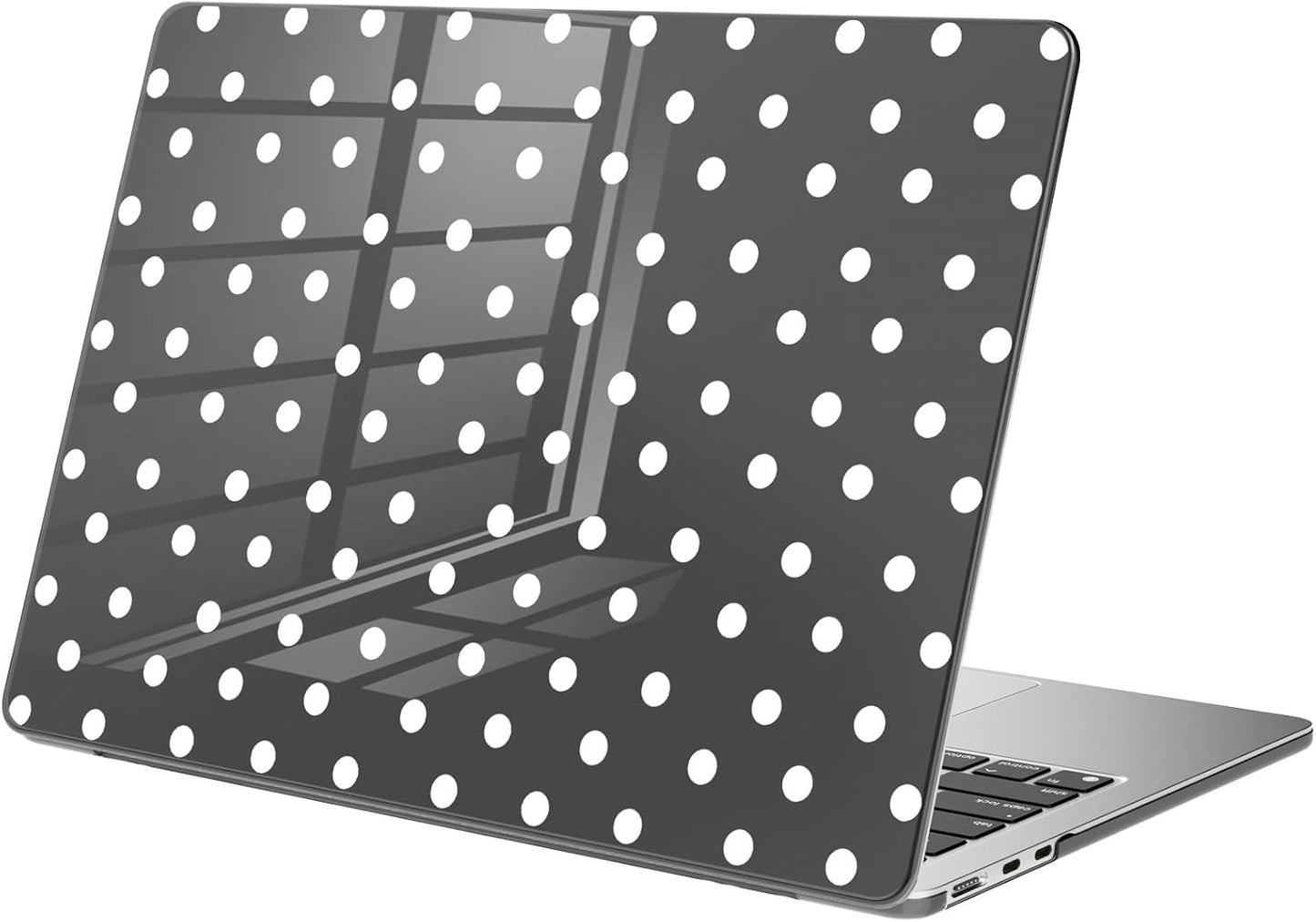 Compatible with MacBook Air 15 inch Case M5 M4 M3 M2 2026-2023 Release A3448 A3241 A3114 A2941, Cute White Polka Dot Protective Hard Shell Clear Black Cover for Mac Air 15.3 inch WN420