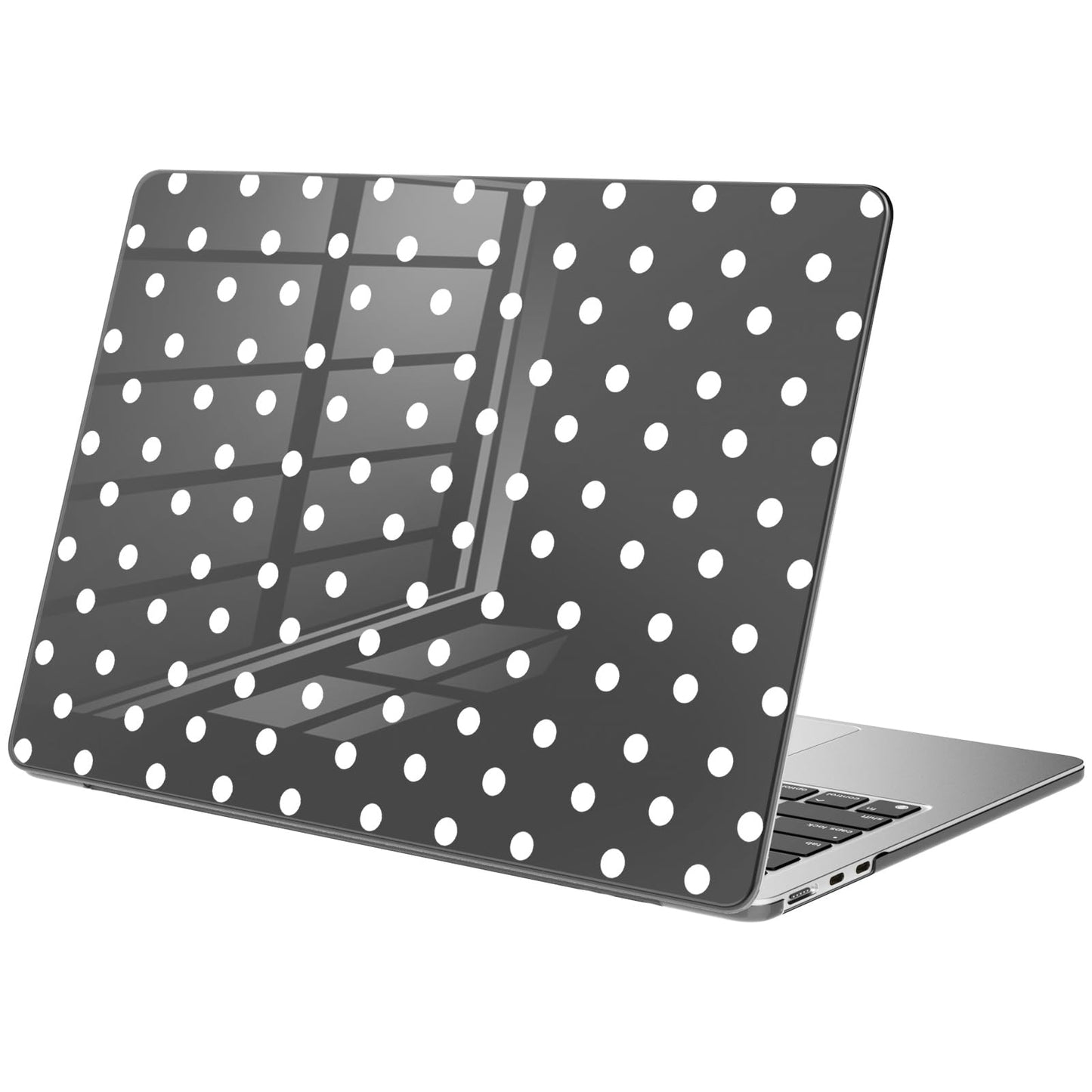 Compatible with MacBook Air 15 inch Case M5 M4 M3 M2 2026-2023 Release A3448 A3241 A3114 A2941, Cute White Polka Dot Protective Hard Shell Clear Black Cover for Mac Air 15.3 inch WN420
