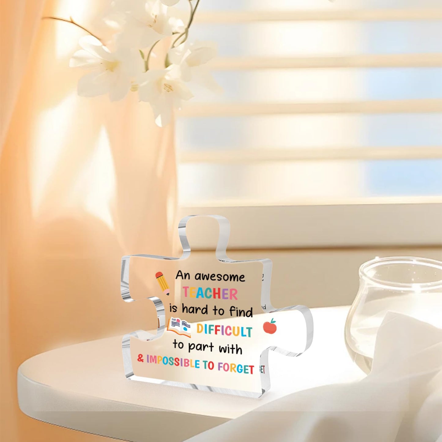 Teacher Appreciation Gifts End of Year Thank You Christmas Retirement Back to School Graduation Halloween Thanksgiving Teacher Gifts for Women Acrylic Plaque Decor with Sunflower for Teachers BST326L