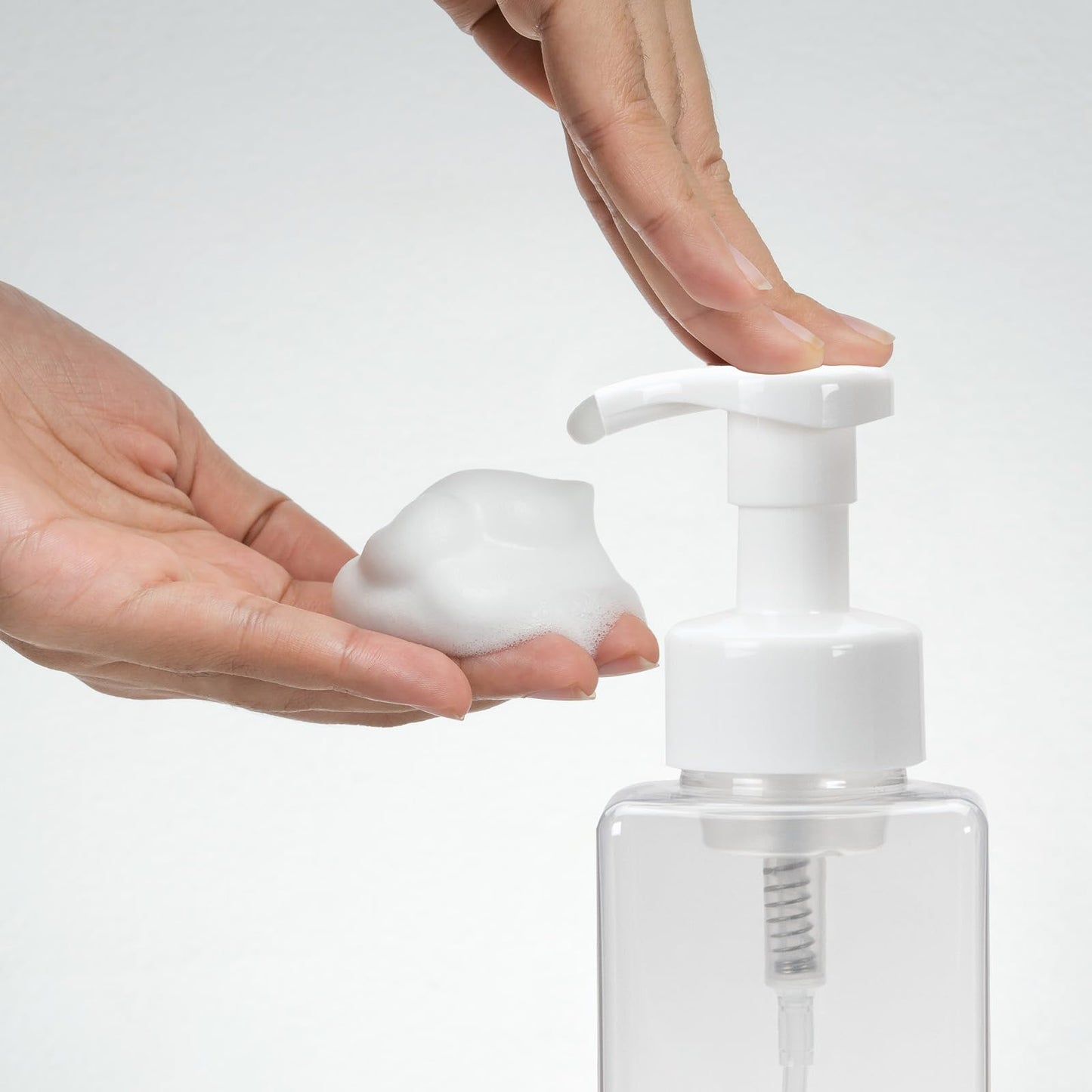 Ginger Lily Farms Foaming Soap Dispenser, Refillable Plastic Pump Bottles for Liquid Hand Soap, 12 oz. Clear Bottle with White Pump, 2-Pack WN420