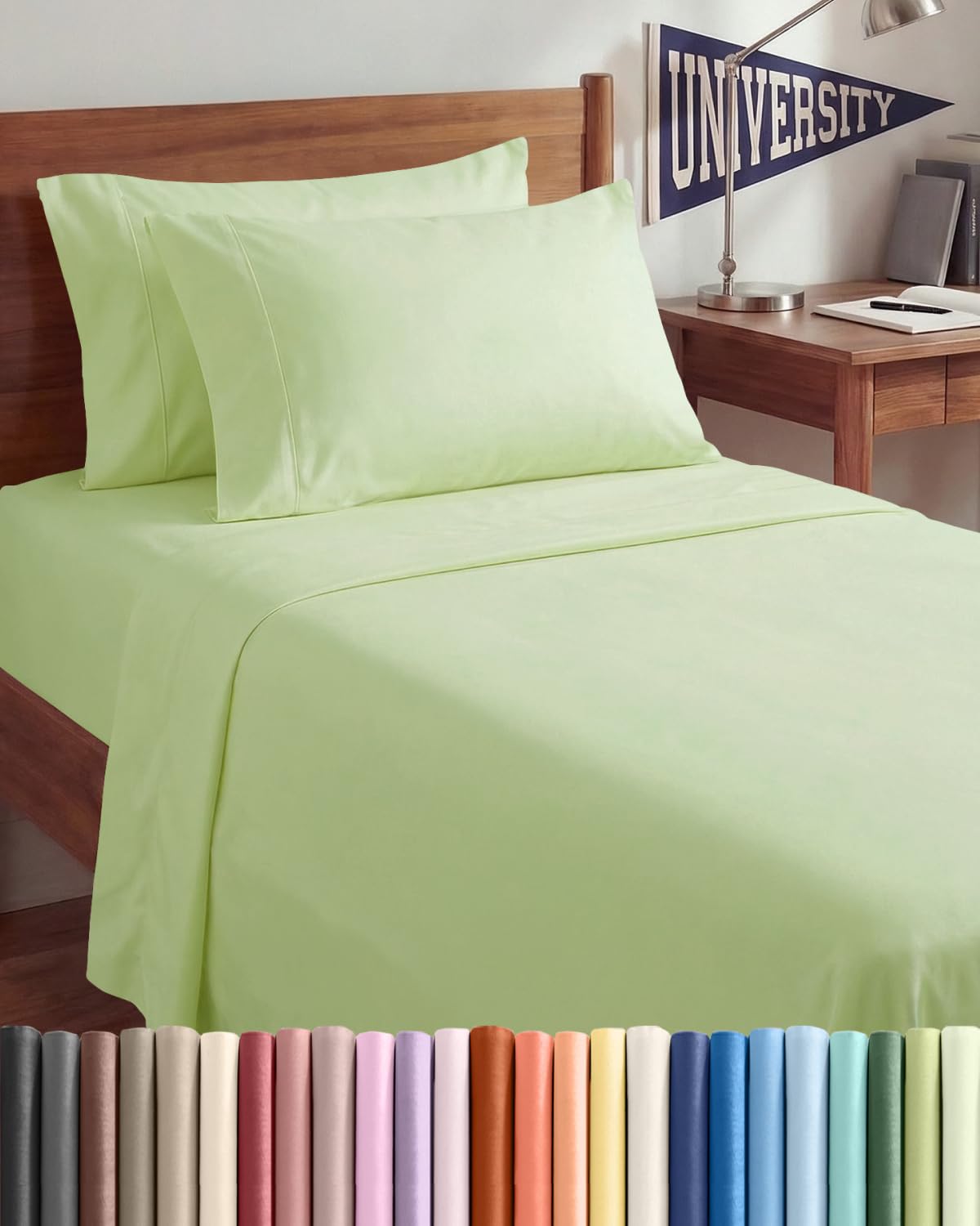 Split King 7 Piece Sheet Set - Comfy Breathable & Cooling - Soft Hotel Luxury Bedding Set with 8-16 Inch Deep Pockets - 1 Flat & 2 Fitted Sheet & 4 Pillowcases - Wrinkle Free & Easy Care - Steel Blue DD1210