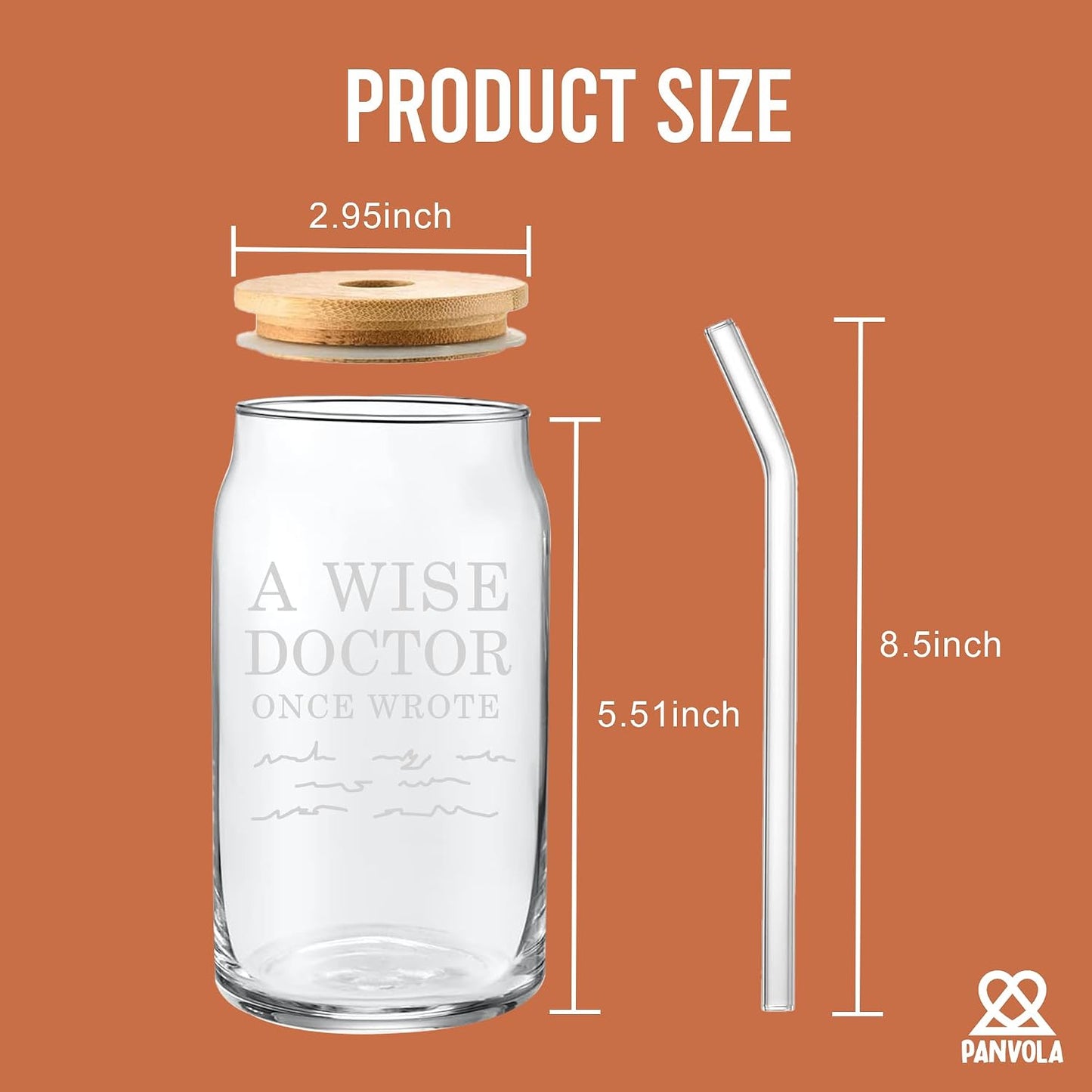 A Wise Doctor Once Wrote Doctor Gifts Glass Can with Bamboo Lid and Straw Physician Medical Student MD Practitioner Dr Glass Cup Iced Coffee Glasses Beer Can Shaped Drinking Jars 16 oz BST220