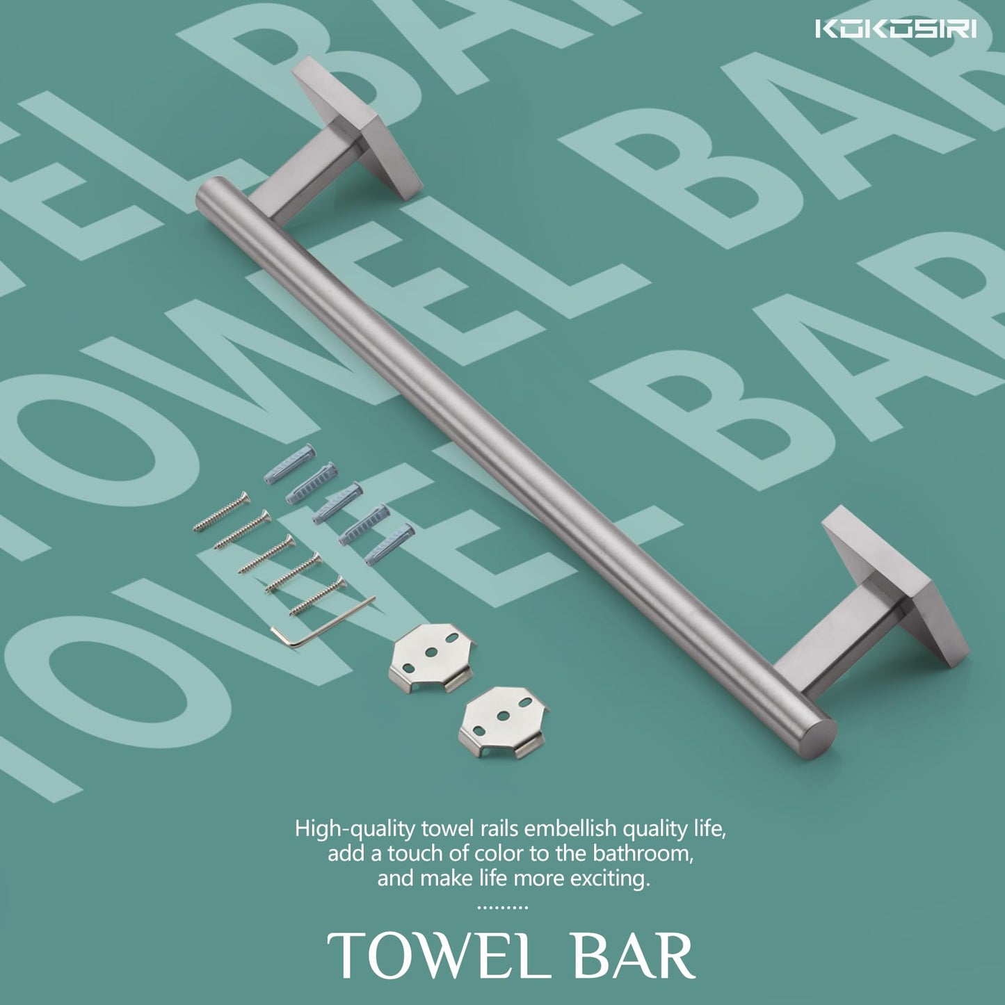 KOKOSIRI Bathroom Towel Bars 16 Inch Towel Rail Matte Black 40CM Hand Towel Holder for Bath Kitchen Wall Stainless Steel B4005BK-L16 BST202