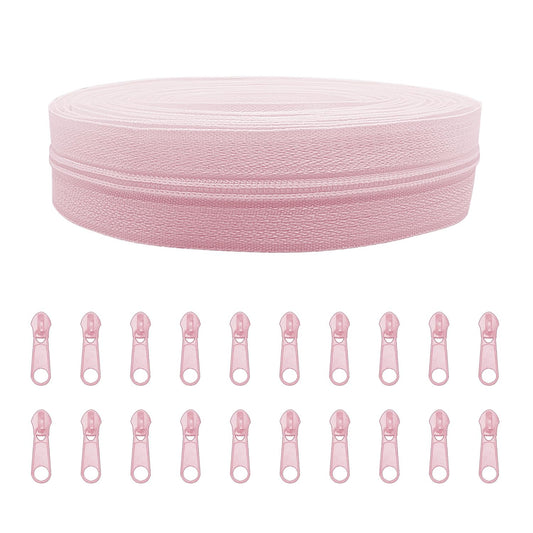ANPURZII NO.3 Nylon Coil White Zippers by The Yard Bulk 10 Yards with 20pcs Zipper Sliders for DIY Sewing Tailor Craft Bags (White) BST220