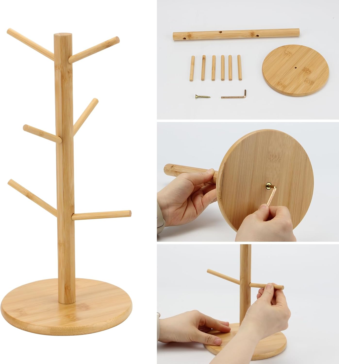 Pretzel Holder Stand, Bamboo Pretzel Rod Holder, Bamboo Tree-Shaped Pretzel Stand For Pretzel Display and Hanging Sausage Stand, Pretzel Holder for Christmas Wedding Birthday Treat Party (1PC) BST326L