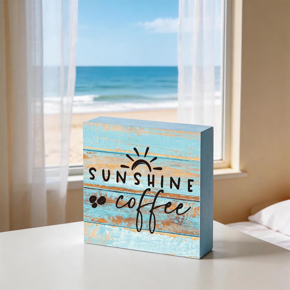 Coffee Sign Decor Sunshine Decorations for Home Office Coffees Station | Coffee Bar Decor Decorations for Home Funny Sun Table Desk Decorations Unique Housewarming Gift Ideas for Women BST202