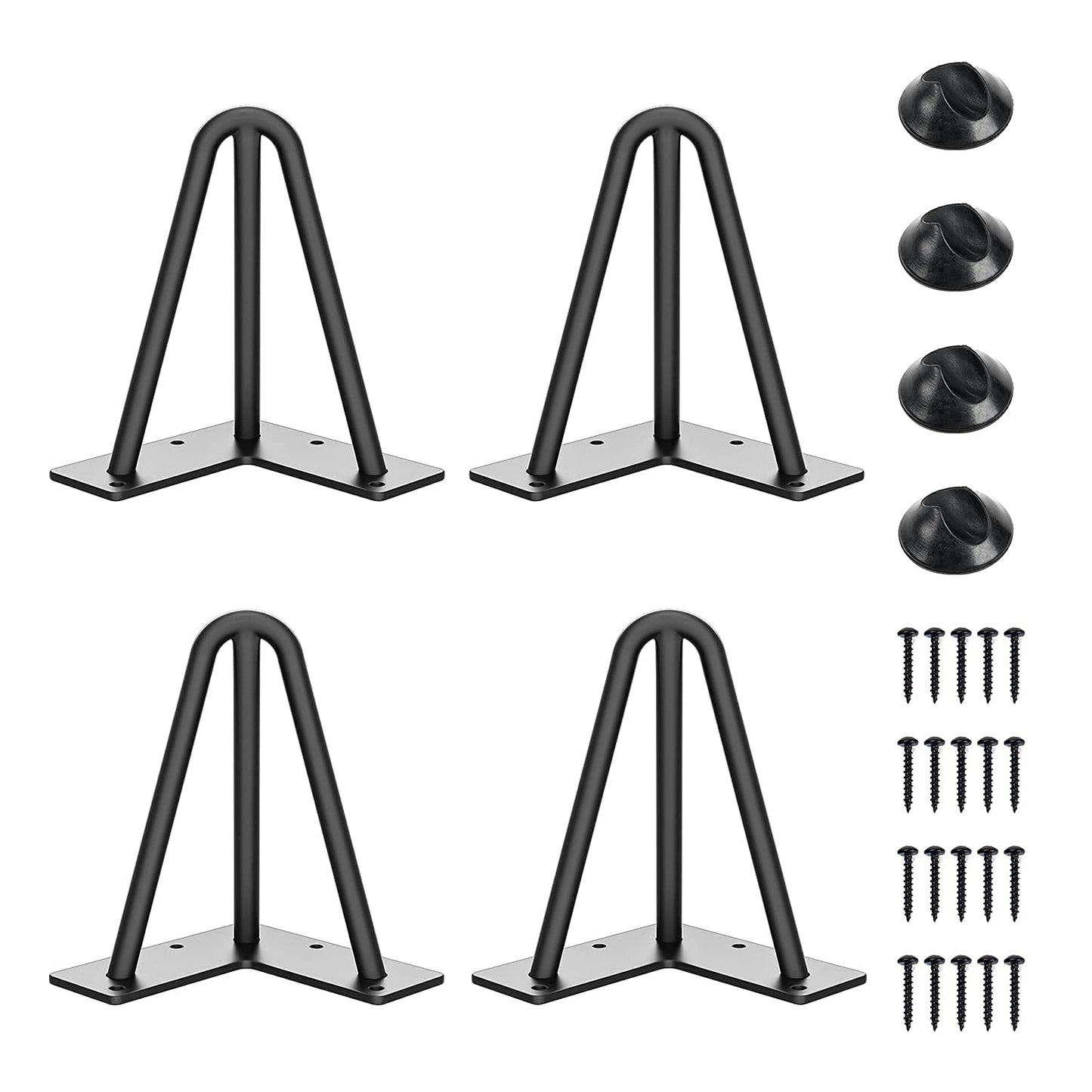 SMARTSTANDARD 16 Inch Hairpin Table Legs, 3 Steel Rods 1/2 Inch Pipe Diameter, 800lbs Load Capacity, Mid-Century Style for Coffee Table, Side Table, Night Stand (Black, 4PCS) BST220
