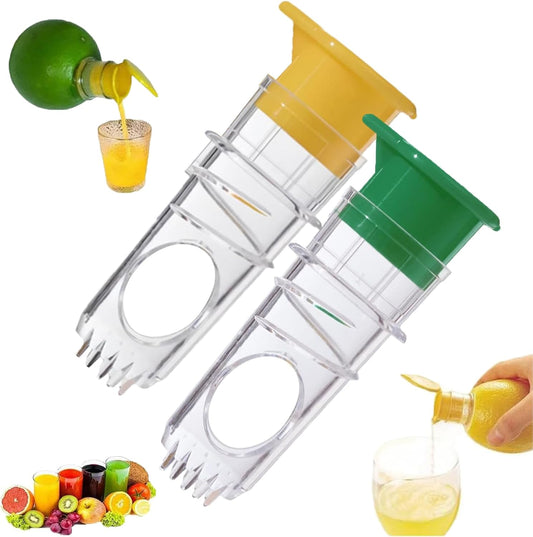 Lemon Mini Squeezer, 2026 New Portable Screw-Top Lemon Juicer, Compact Juice Extractor Citrus Press with Lid, Hand Citrus Juicer with Built-In Filter for Cocktails Drinks Cooking (Green+Yellow) WN420
