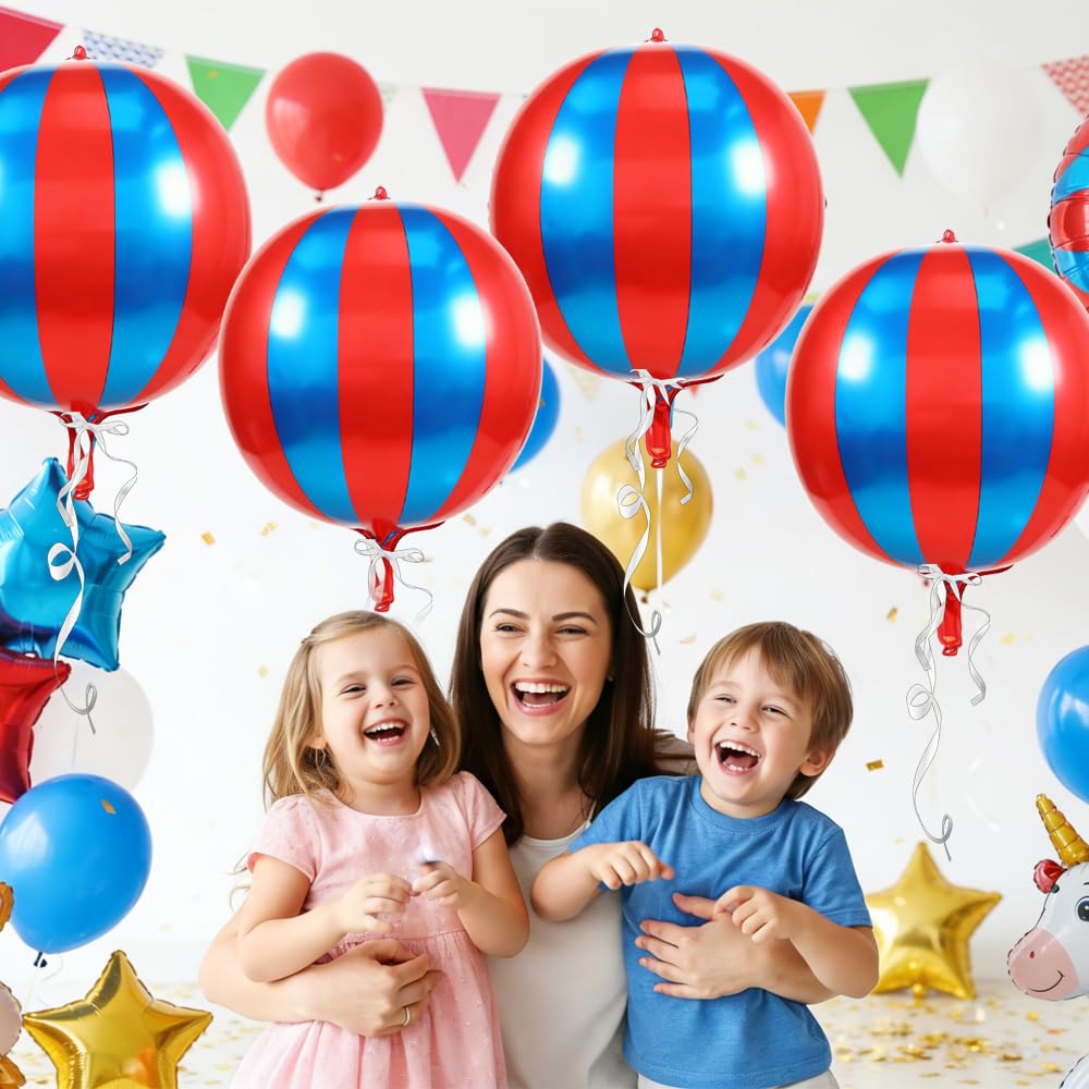 Carnival Theme Balloon 22inch Foil Red and White Balloons Circus Theme Party Decorations Carnival Candy Cane Balloons Striped Balloon Circus Decorations, 8pcs Decor for Birthday Party BST202