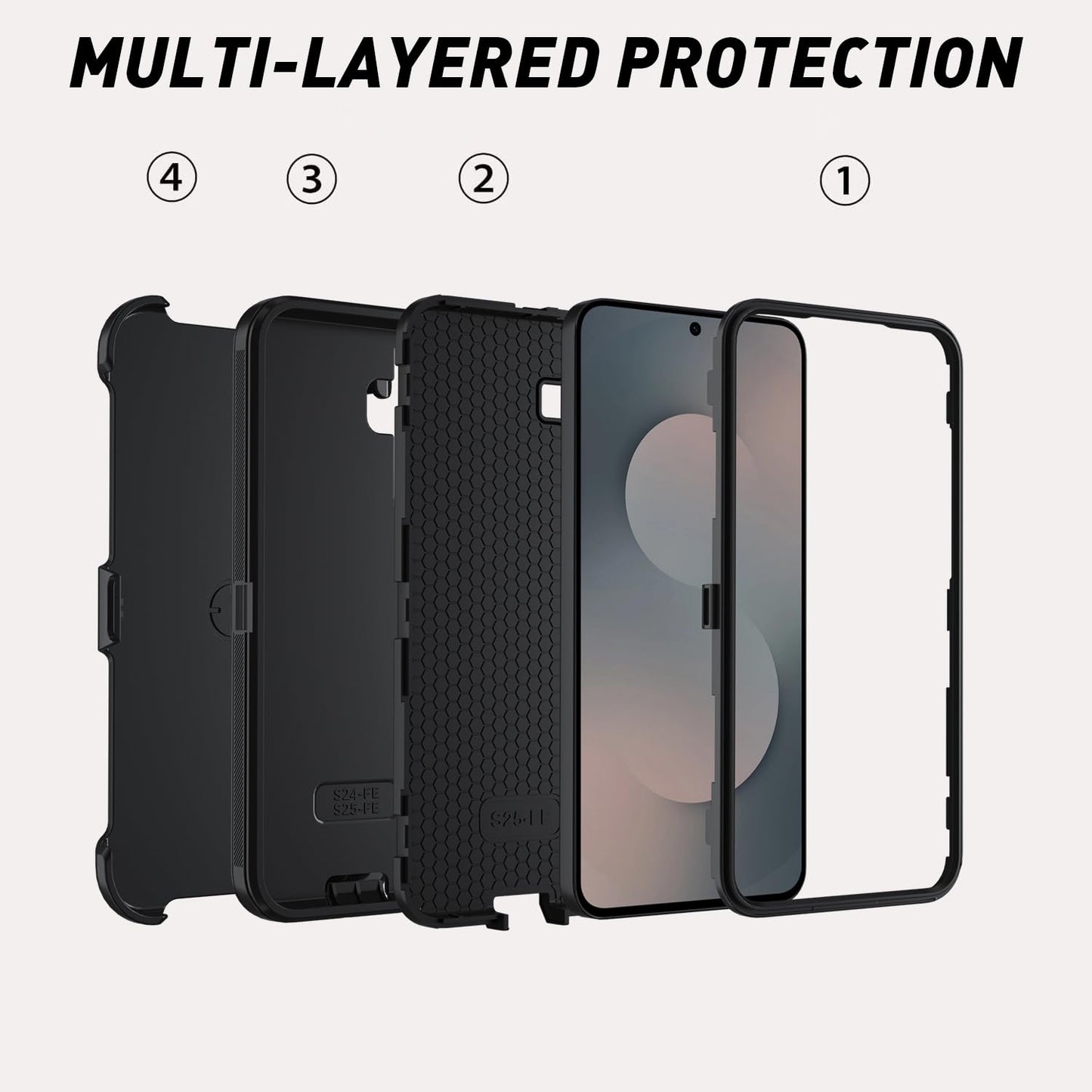 Magnetic Case for Samsung Galaxy S25 FE 5G Case, S25 FE Heavy Duty case, [Glass Screen Protector] [Military Grade Protective ] [Shockproof] [Dropproof] [Dust-Proof] (Black-MAG)