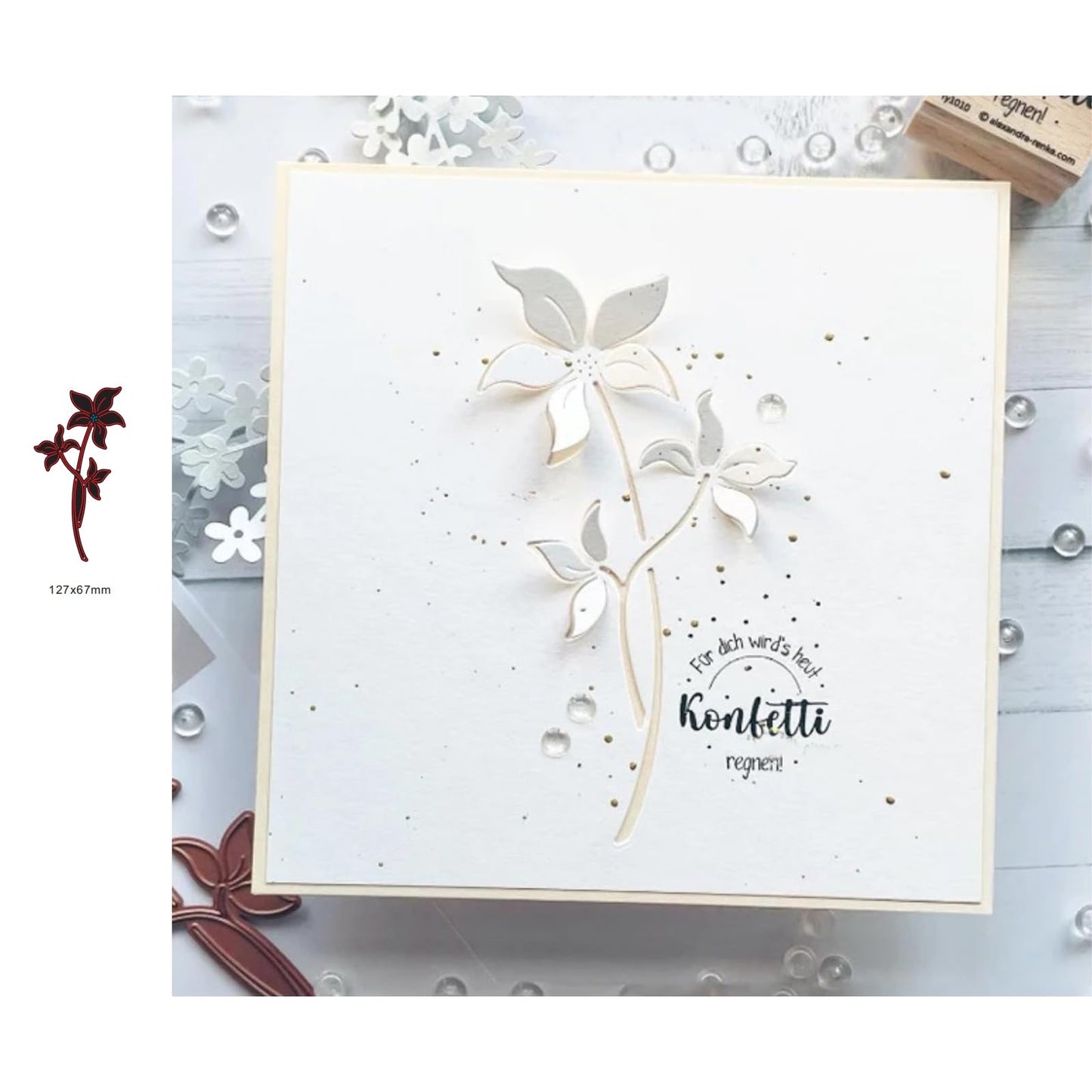 Lapoo Cutting Die for Scrapbooking, 3D Backgrounds Frame New Cutting Dies DIY Album Card Making Decor Paper Craft Metal Die Cuts Party Decorations (Flower Shadow 5.4 x 2.8 in) BST220