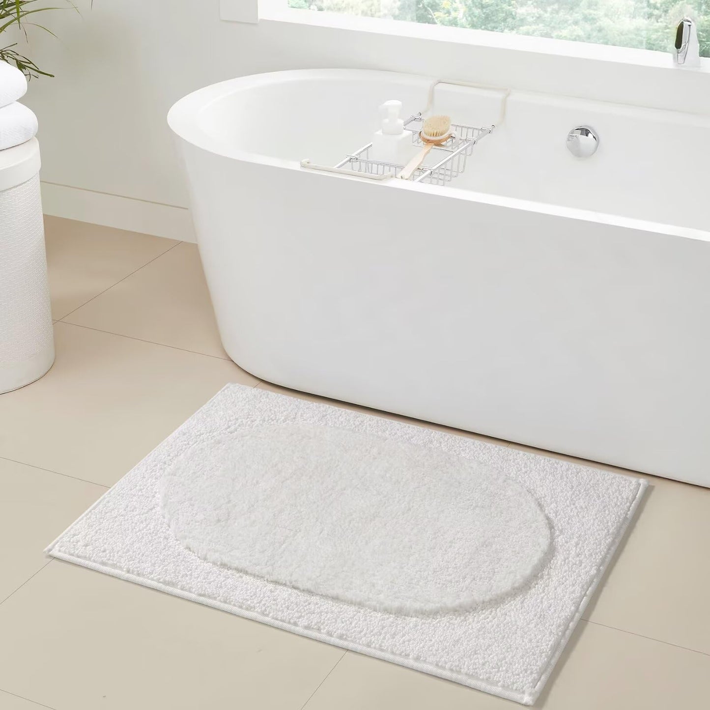 DEXDE Bathroom Rugs Non-Slip Mat for Bathroom Floor Shower,24x16 Beige | Thick Soft Absorbent Bath Mat, Quick Dry Microfiber Rug, Machine Washable Shower Floor Bathroom Mat Home Decor Accessories BST220
