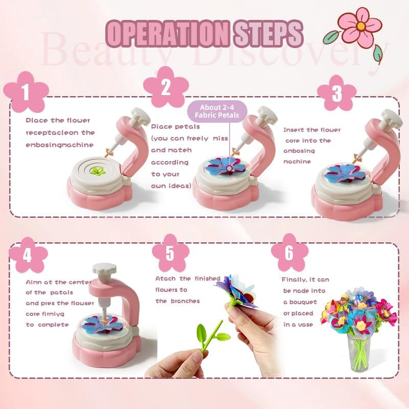 Abifny Flower Making Kit, DIY Craft Kits Toys for Kids Build Flower Bouquets Toys, Arts & Crafts Gifts for 4 5 6 7 8 Year Toddler Girl, Educational Activity Preschool Gifts