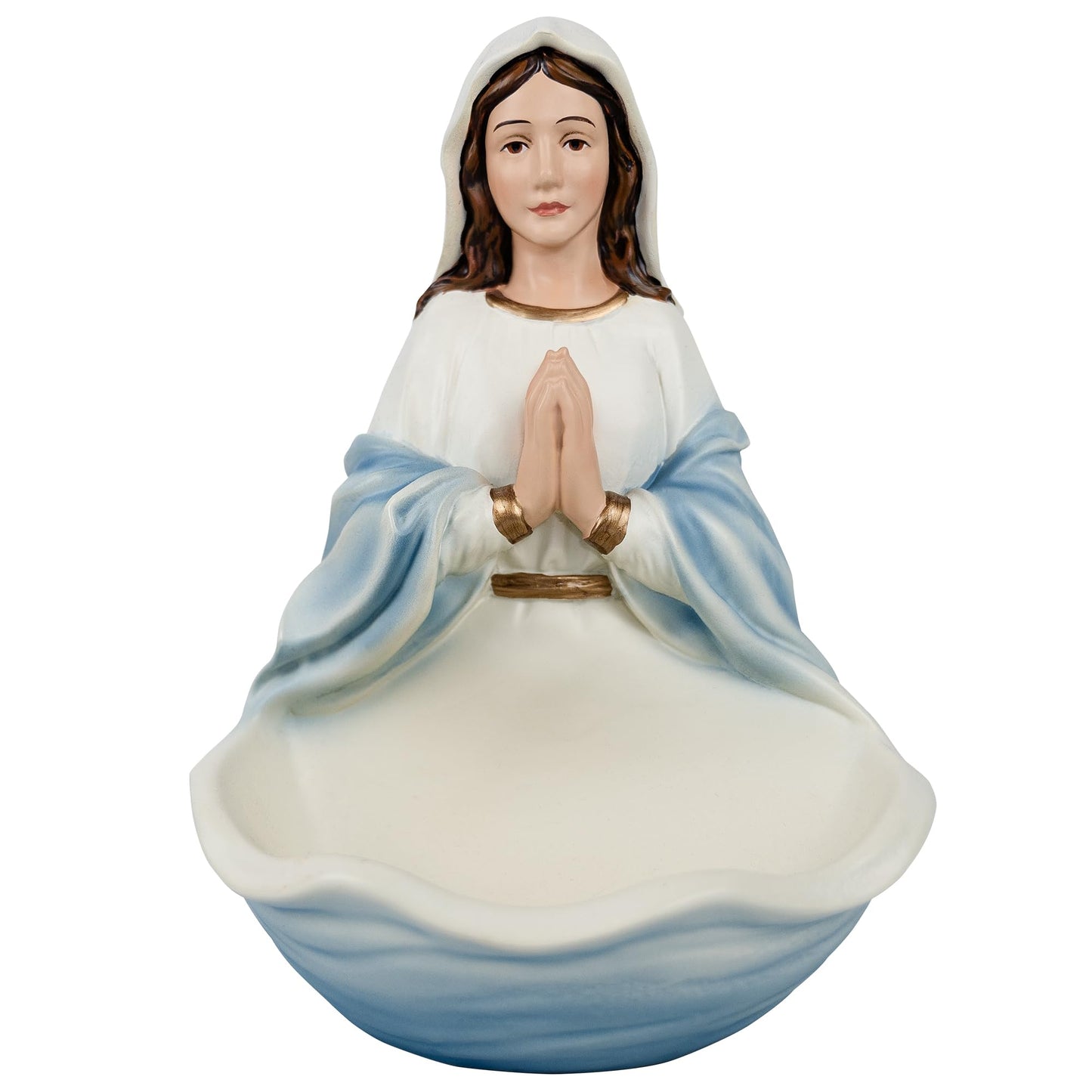 Blessed Mother Statue, Hand Painted Virgin Mary Rosary Holder Catholic Gifts for Women, 6 Inches Saint Mary Statue Religious Home Tabletop Altar Decor (Pink) BST202