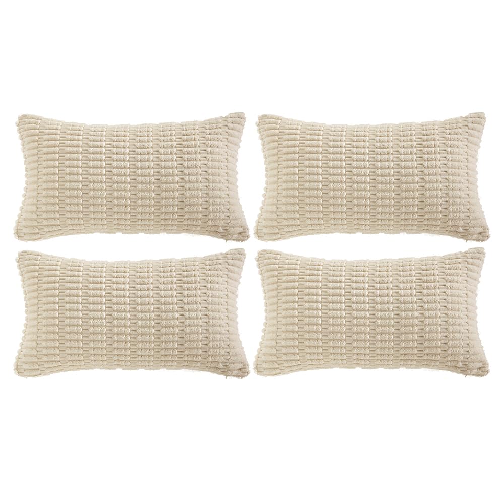 Fancy Homi 4 Packs Decorative Throw Pillow Covers for Living Room Couch Bed, Modern Farmhouse Boho Home Décor Accent Cushion Case, 26" x 26", Peach BST220