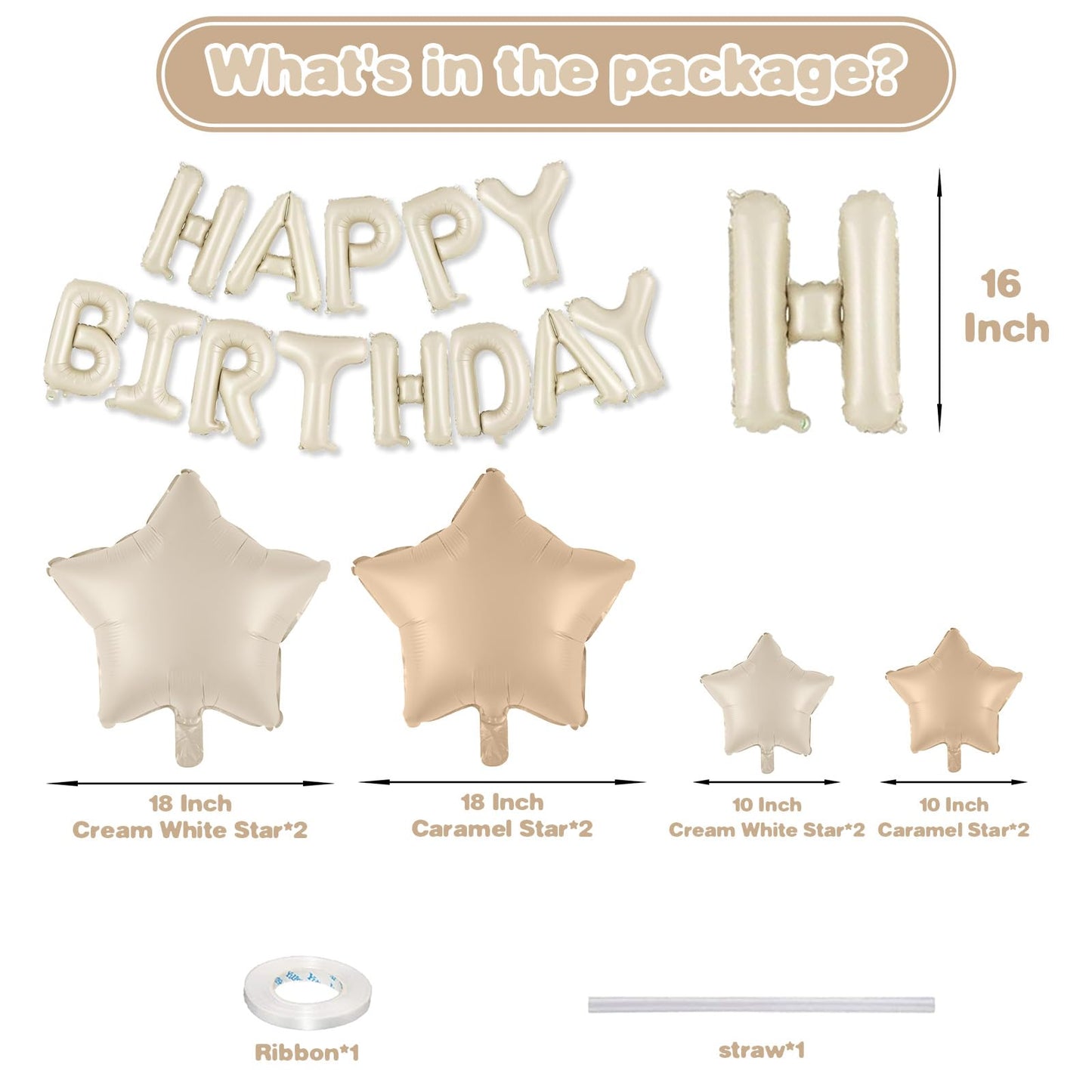 Happy Birthday Balloons Banner, Rainbow Happy Birthday Foil Balloons 16 Inch Foil Letter Balloon with 8 Pcs Gradient Blue Pink Star Balloon for Women Men Boys Girls Birthday Party Decoration WN420