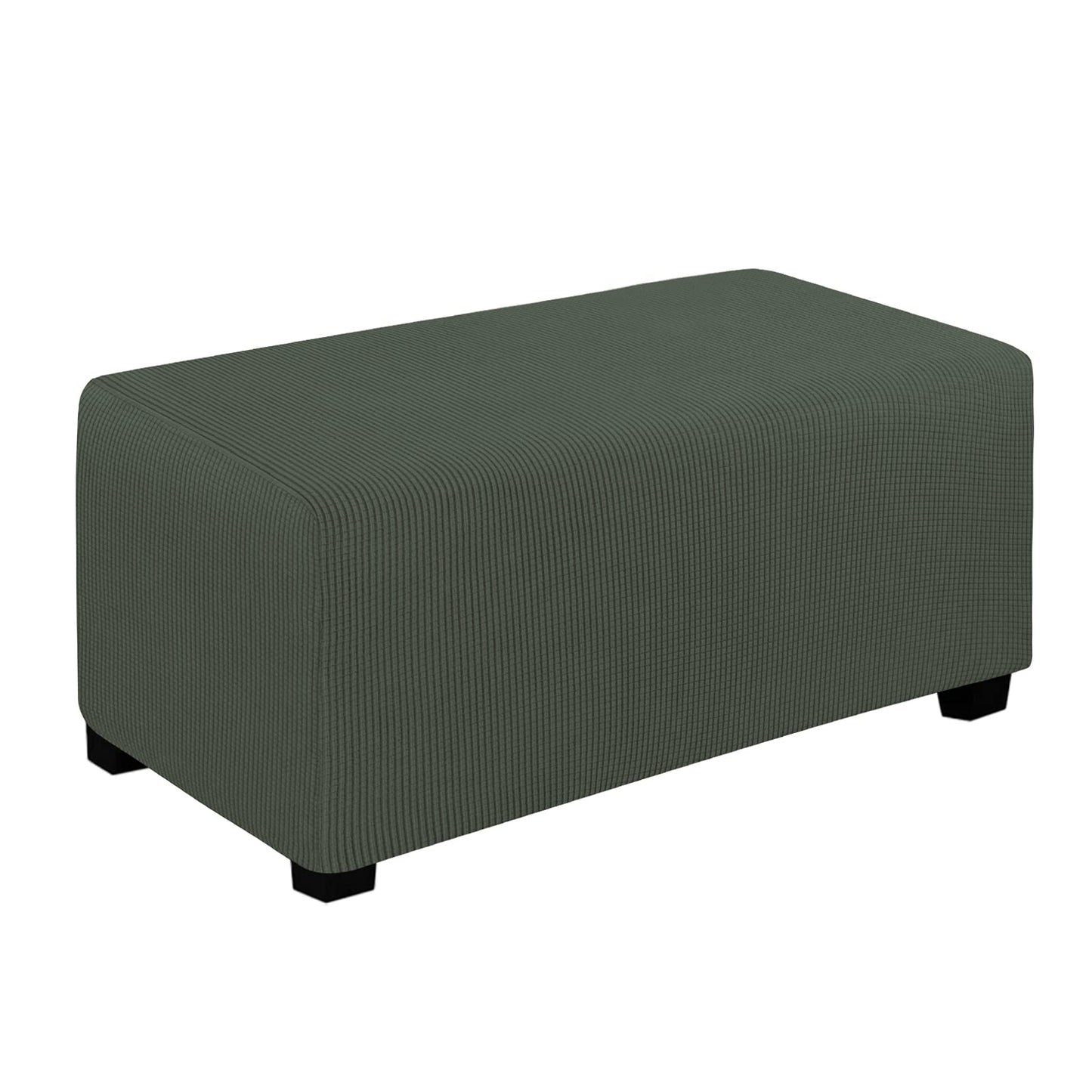 Easy-Going Stretch Square Ottoman Cover 15x15x15inch Dark Blue | Folding Storage Footstool cover Furniture Protector Soft Rectangle slipcover with Elastic Bottom BST202