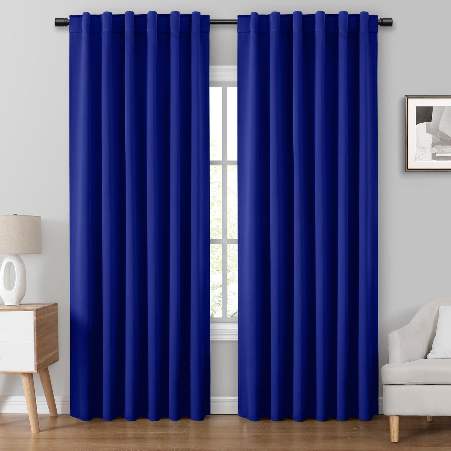 HOMEIDEAS Blackout Curtains, 2 Pages Grey Gray Room Darkening Bedroom Pinch Pleated Curtains Thermal Insulated Back Tab Rod Pocket Drapes for Bedroom, W52 x L63 BST326H