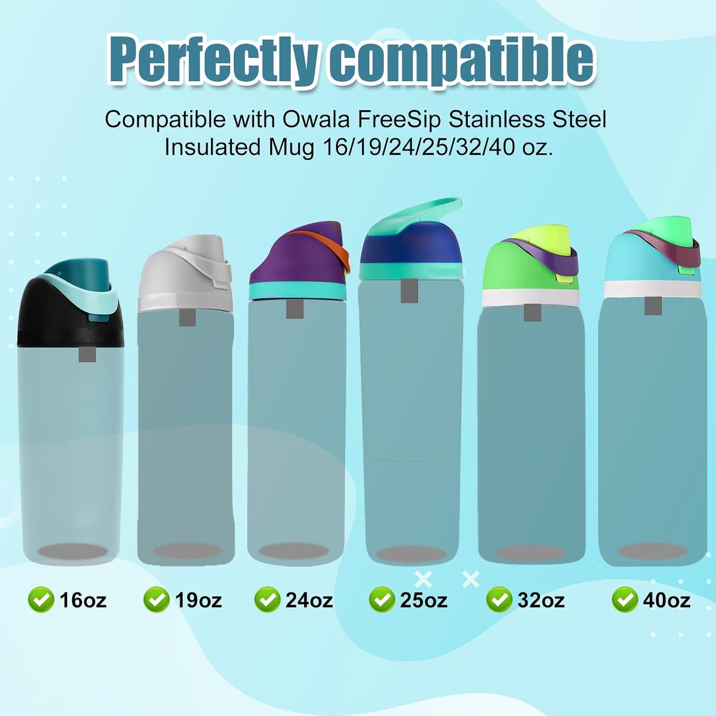 3pcs Replacement Stopper for Owala FreeSip 24/32oz, Water Bottle Top Lid Gasket Parts for Owala 16/19/24/32/40oz Seal Bottle Cap Mouth Silicone Bottle Gasket Plug Accessories, BPA Free(3 Colors) WN420
