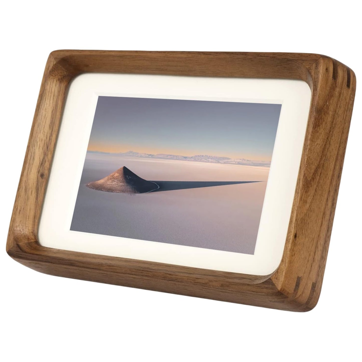 6x6 Solid Teak Wood Picture Frame Matted to 4x4 | Shatterproof Plexiglass, Mortise-Tenon Build, Horizontal & Vertical Tabletop Wall Mounting Square Display Frame BST220