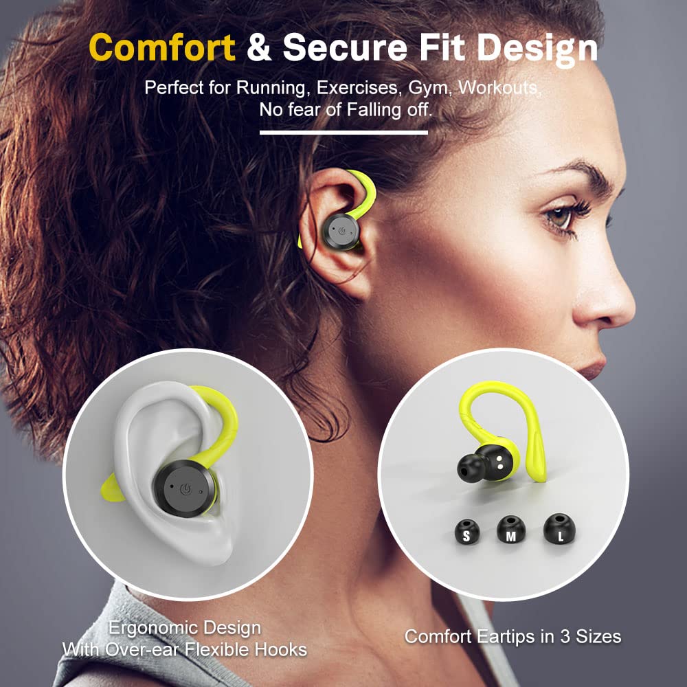 APEKX Bluetooth Headphones True Wireless Earbuds with Charging Case IPX7 Waterproof Stereo Sound Earphones Built-in Mic in-Ear Headsets Deep Bass for Sport Running Black