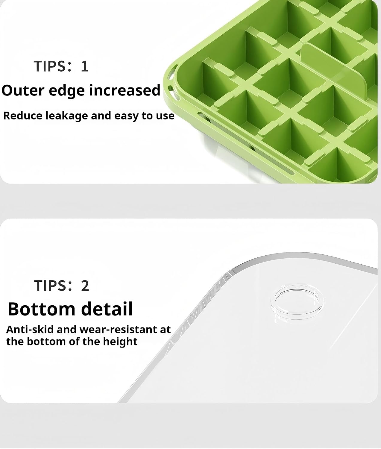 Transparent green double press ice box - large capacity plastic ice tray for families and gatherings, easy to clean, safe and hygienic, leak proof and slip resistant design BST220
