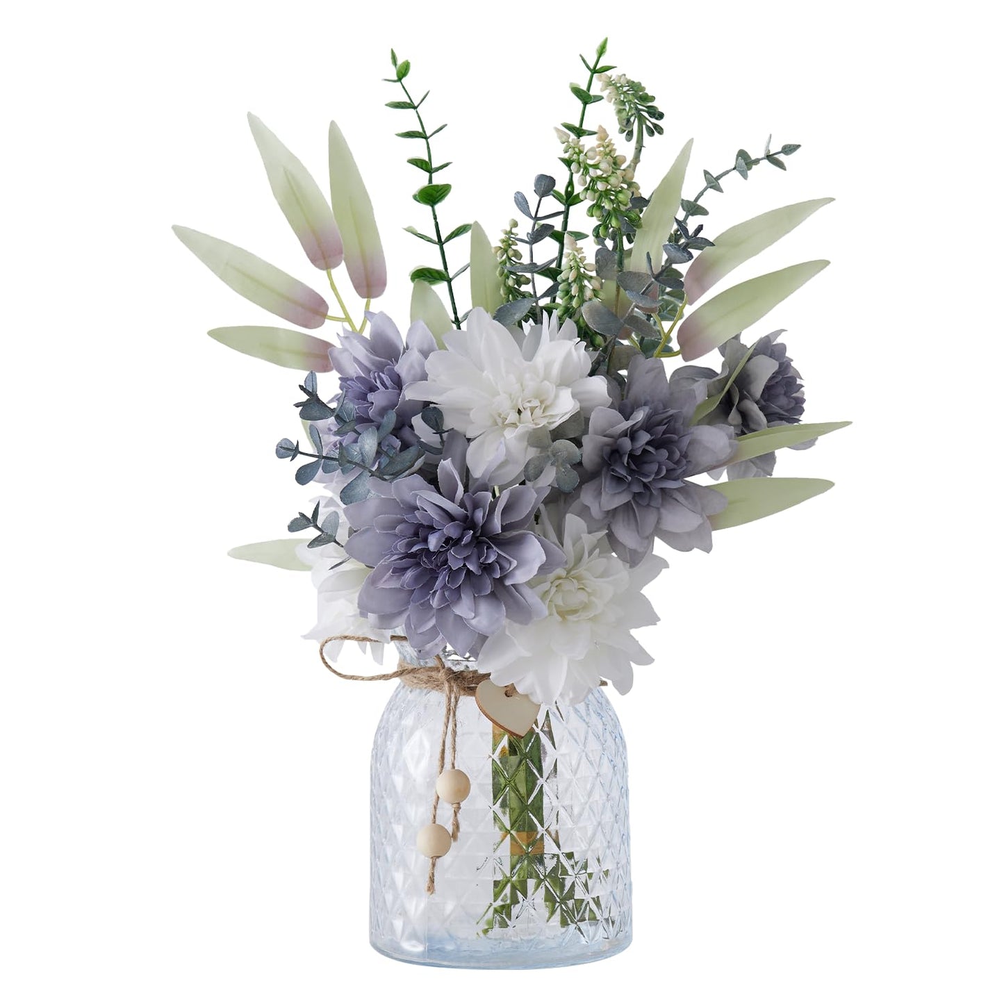 Fake Flowers with Vase, Faux Flowers in Vase, Red Silk tassel Flower Artificial Flowers bulk Arrangements for Home Decor for Living Room Bathroom Office Table Centerpiece Shelf Decoration BST326H