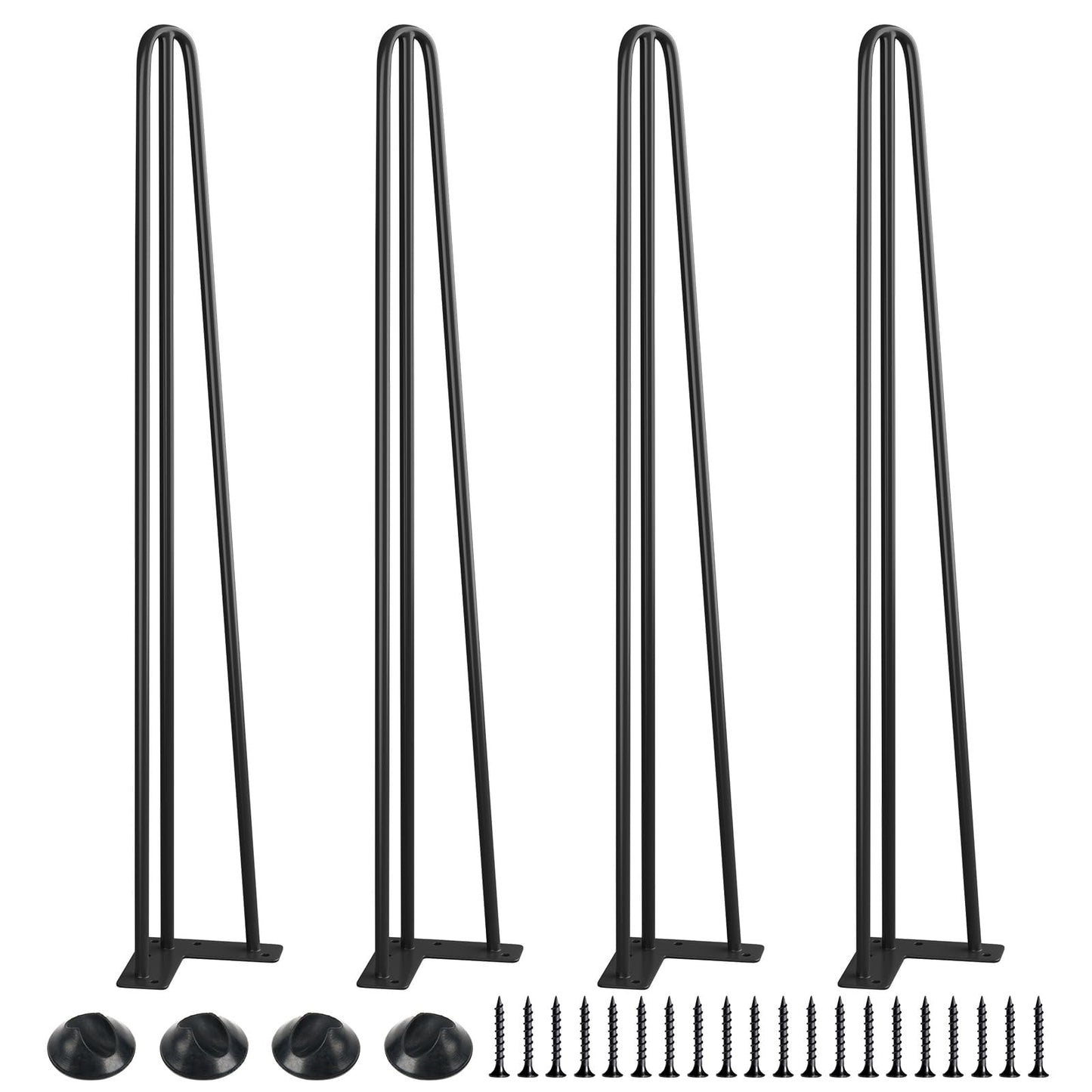SMARTSTANDARD 16 Inch Hairpin Table Legs, 3 Steel Rods 1/2 Inch Pipe Diameter, 800lbs Load Capacity, Mid-Century Style for Coffee Table, Side Table, Night Stand (Black, 4PCS) BST220
