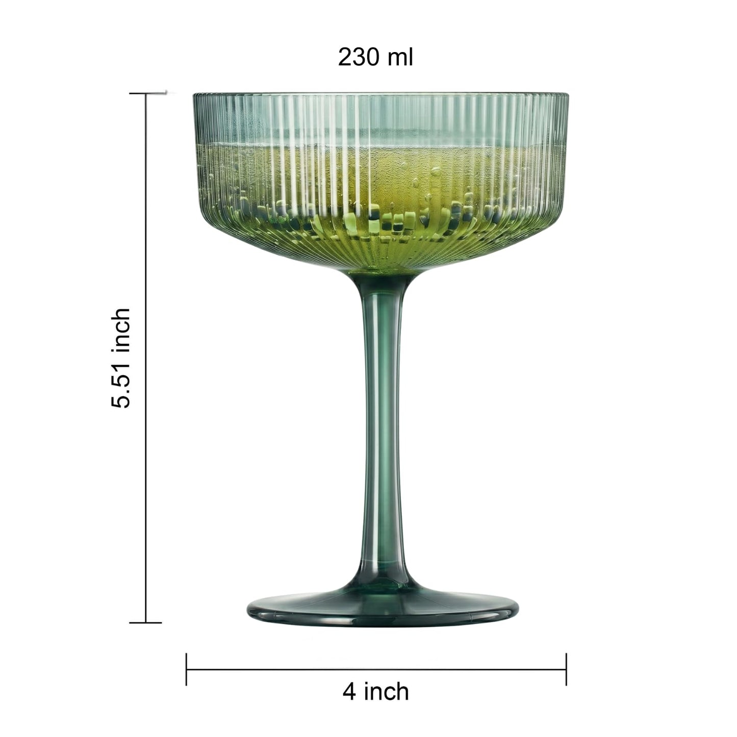 Khen Pink Peach Acrylic Ribbed Coupe Martini Champagne Cocktail Glasses, Set of 4, 8 oz Shatterproof Ripple Stemware European Style Reusable Drinkware Goblets, Indoor Outdoor Parties Weddings Bar Gift BST220