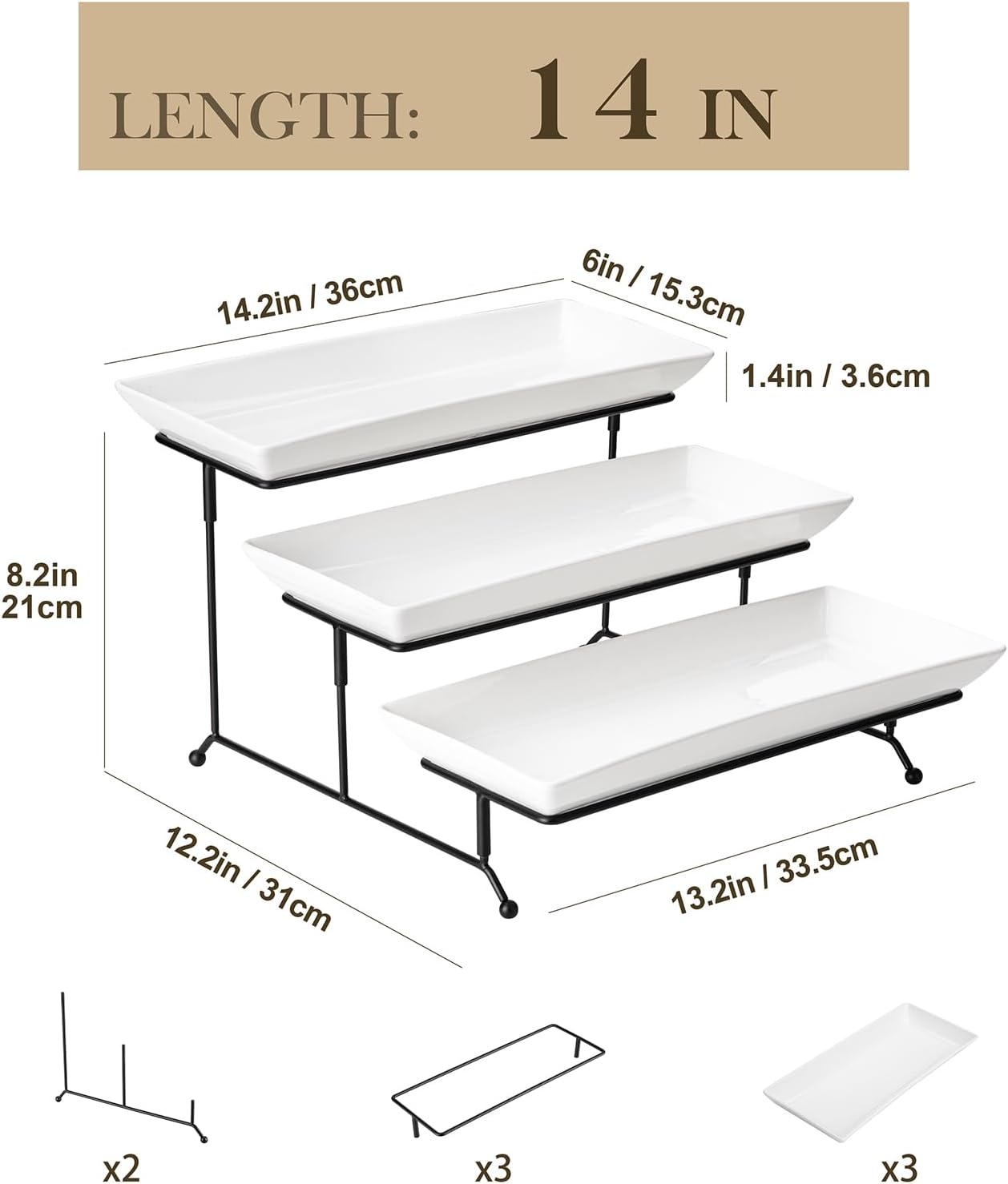 MALACASA 3 Tier Serving Tray 100