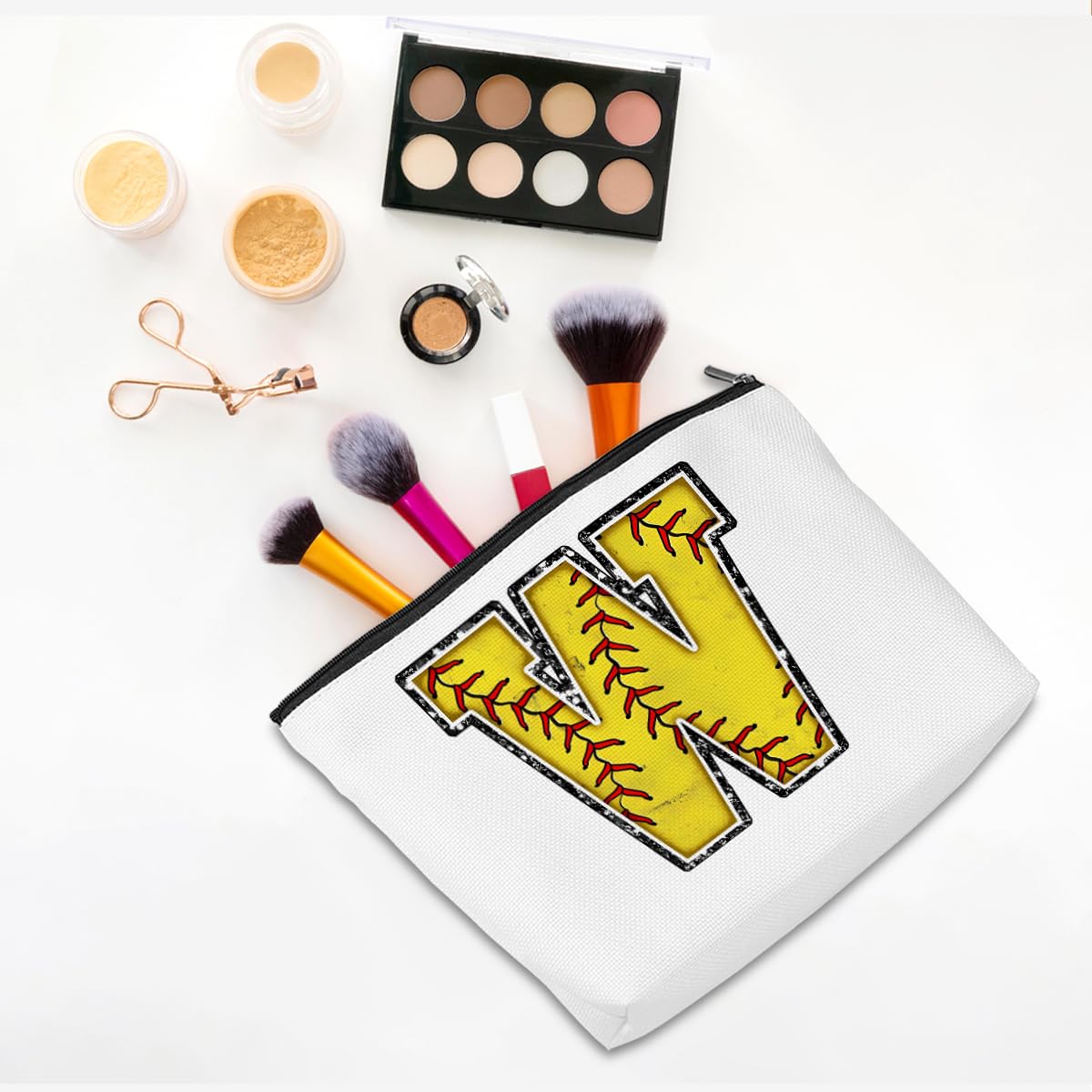 Soccer Gifts Initial Makeup Bag Soccer Girl Gifts Cosmetic Bag Letter D | Monogrammed Zipper Pouch Soccer Accessories for Girls Women Player Coaches Friend Graduation Birthday Gifts BST202