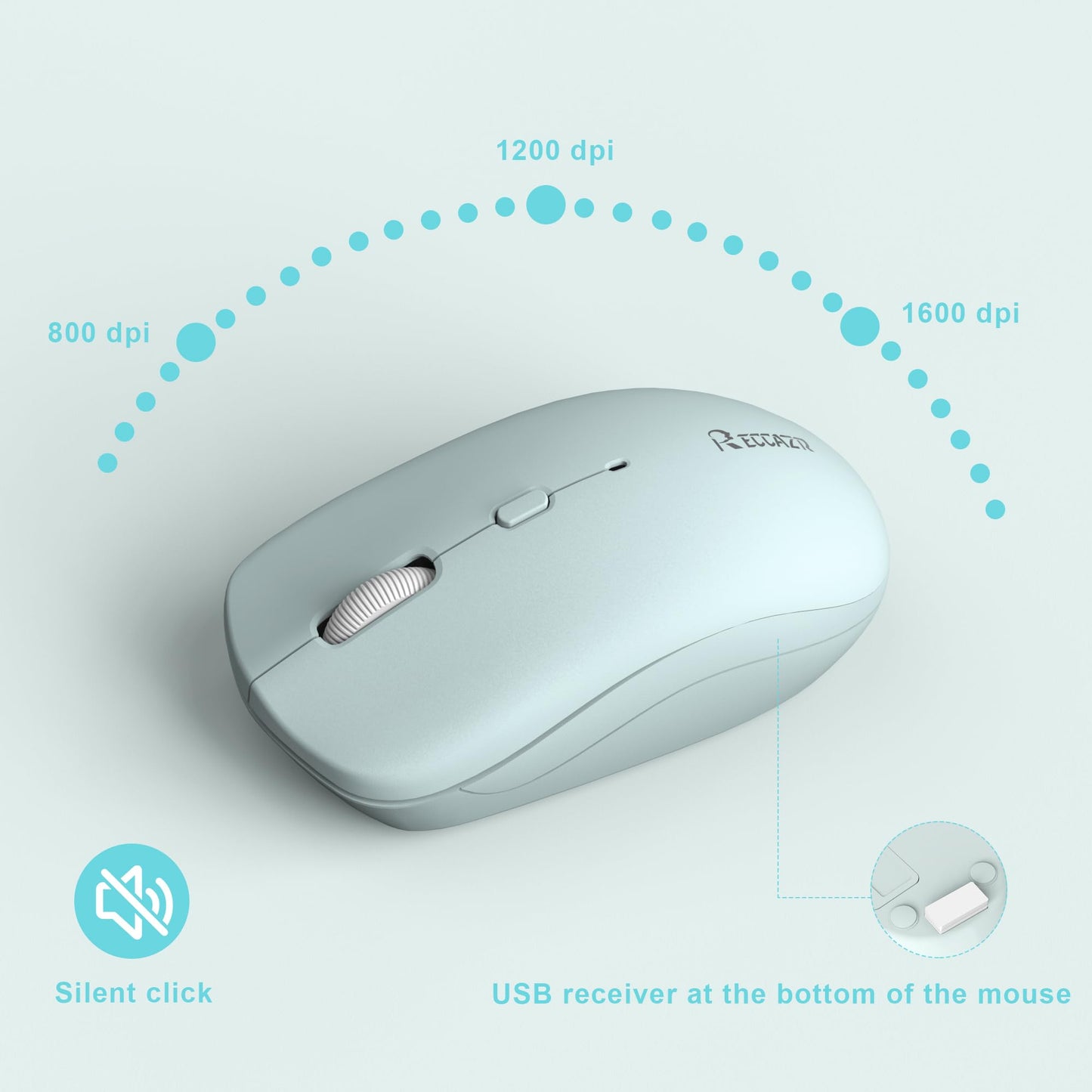 Wireless Keyboard and Mouse Combo, Full-Sized Wireless Keyboard and Adjustable DPI Mouse, 2.4GHz USB Receiver, Silent Keyboard and Mouse for PC, Windows, MAC, Desktop, Laptop (Avocado Green)