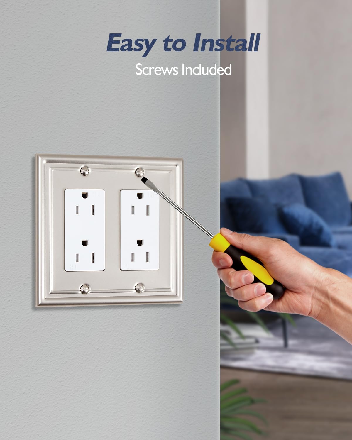Decorative Metal Wall Plates, Switch Plates Outlet Covers (Off White/1 Decorator 4 Pack) WN420