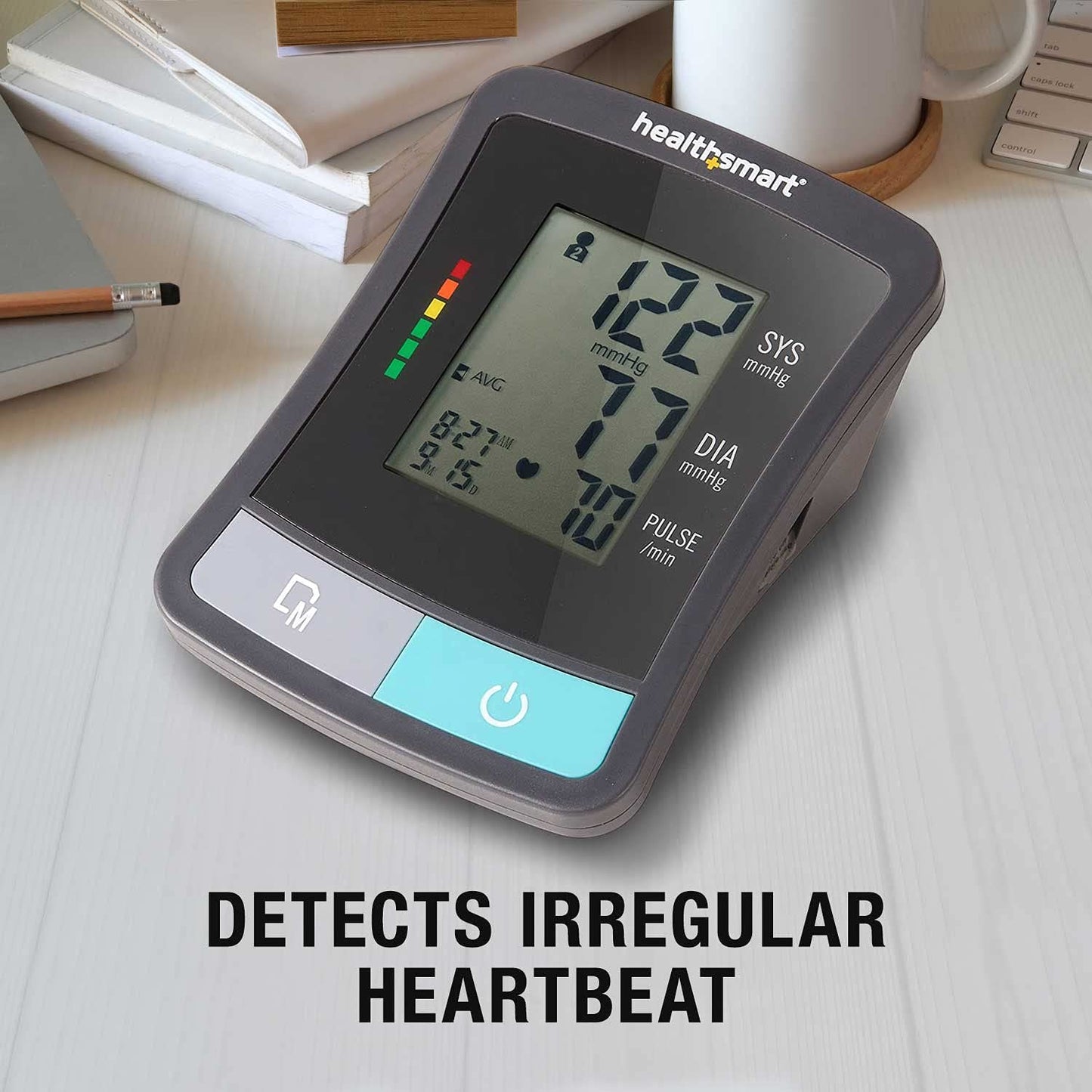 HealthSmart Digital Premium Blood Pressure Monitor with Automatic Upper Arm Cuff that Displays Blood Pressure, Pulse Rate and Irregular Heartbeat, Stores up to 120 Readings for 2 Users
