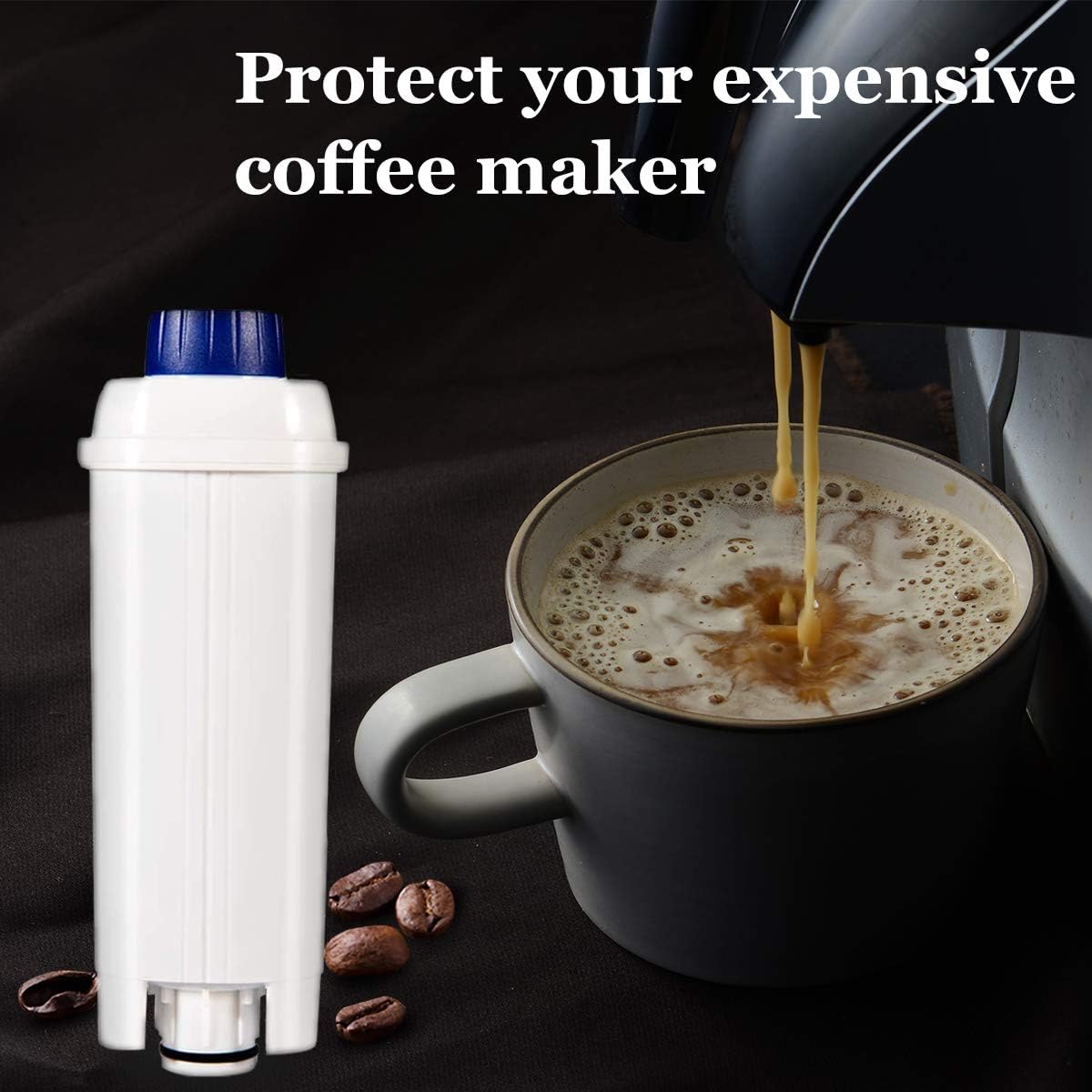 IT'S PURE EXPERT Coffee Filter Replacement for DeLonghi Filter DLSC002, DLS C002, Compatible with ECAM, ESAM, ETAM, BCO, EC, EC680, EC800-4 packs BST202