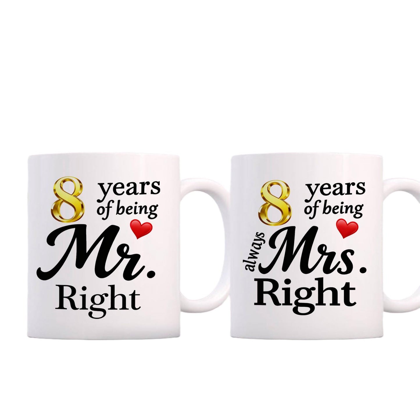 10 Year Anniversary For Couple Coffee Mugs Set of 2-10th Wedding Gifts Decorations for Parents Grandparents Husband Wife Him Her 11oz (10th) BST220